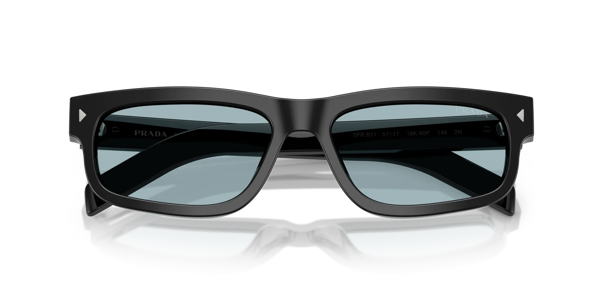 Prada PR B11S 16K60P Occhiali da sole Acetato Nero Blu Squadrata Normale - immagine 2