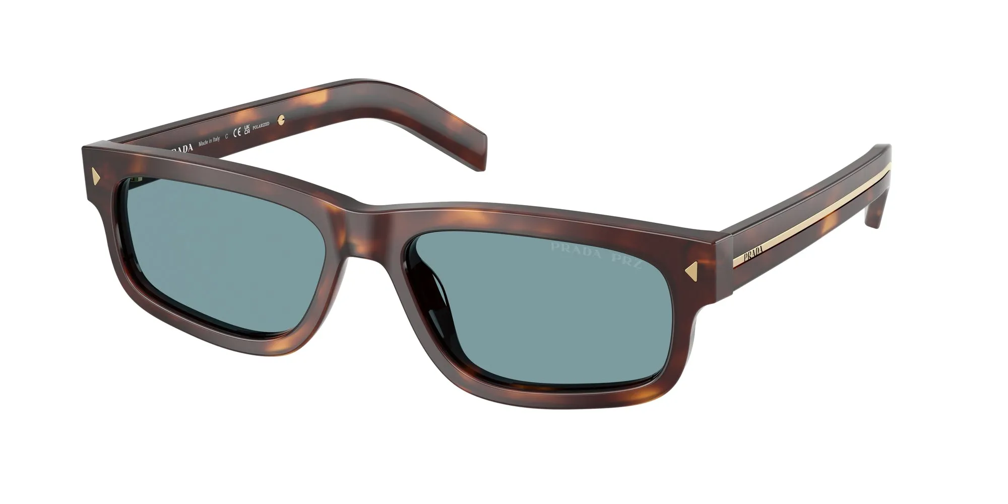 Prada PR B11S 15W04D Occhiali da sole Acetato Tartaruga Verde Squadrata Polarizzata - immagine 1