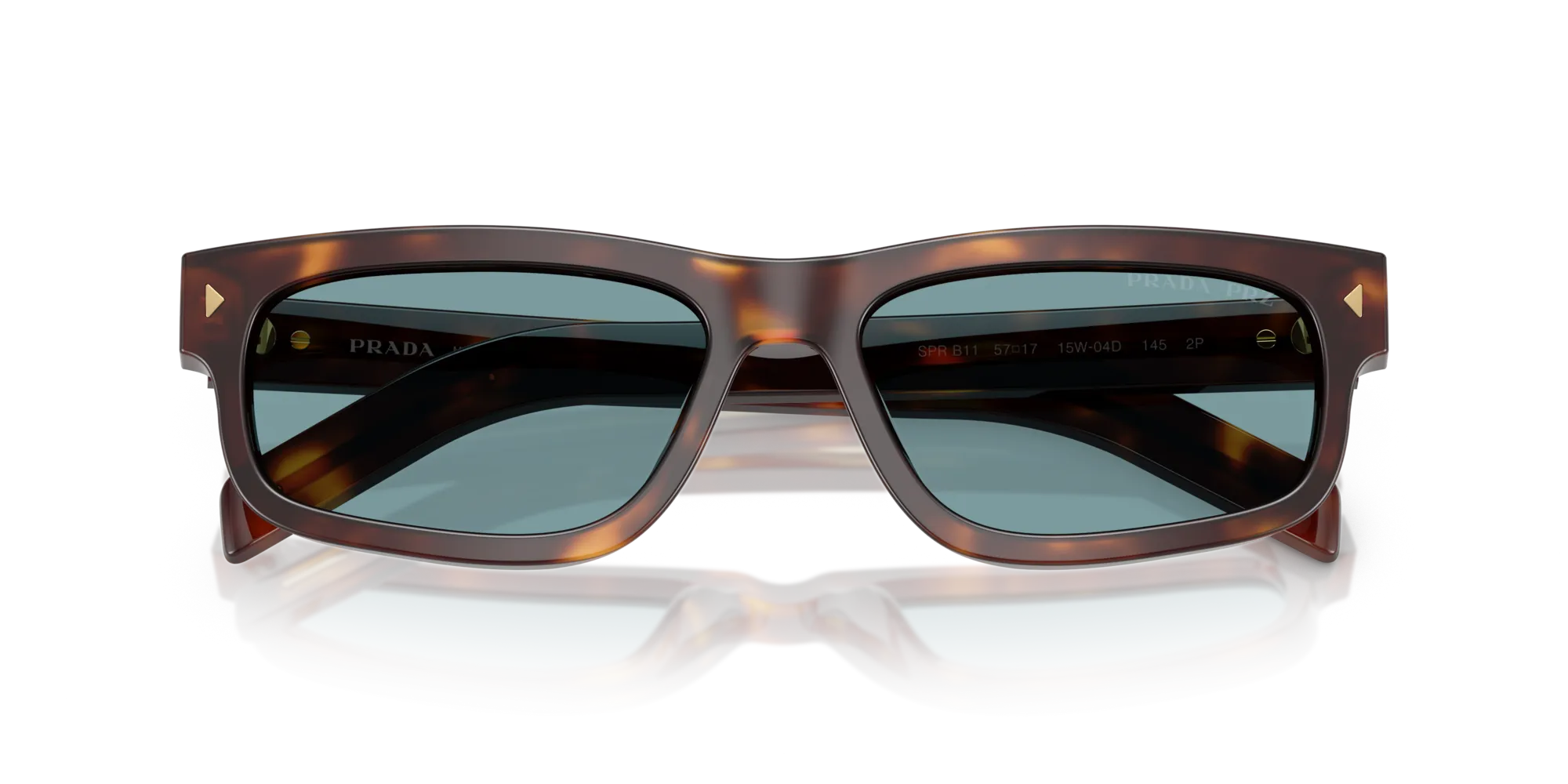 Prada PR B11S 15W04D Occhiali da sole Acetato Tartaruga Verde Squadrata Polarizzata - immagine 2
