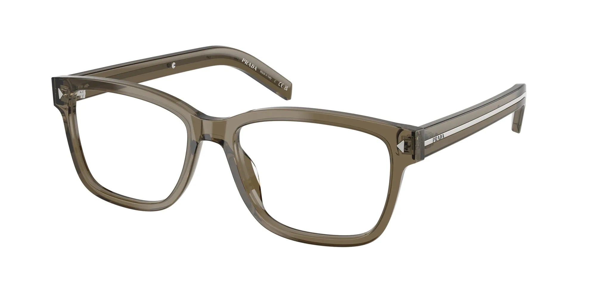 Prada PR B10V 18T1O1 Montature da vista Acetato Marrone Trasparente Squadrata Normale - immagine 1