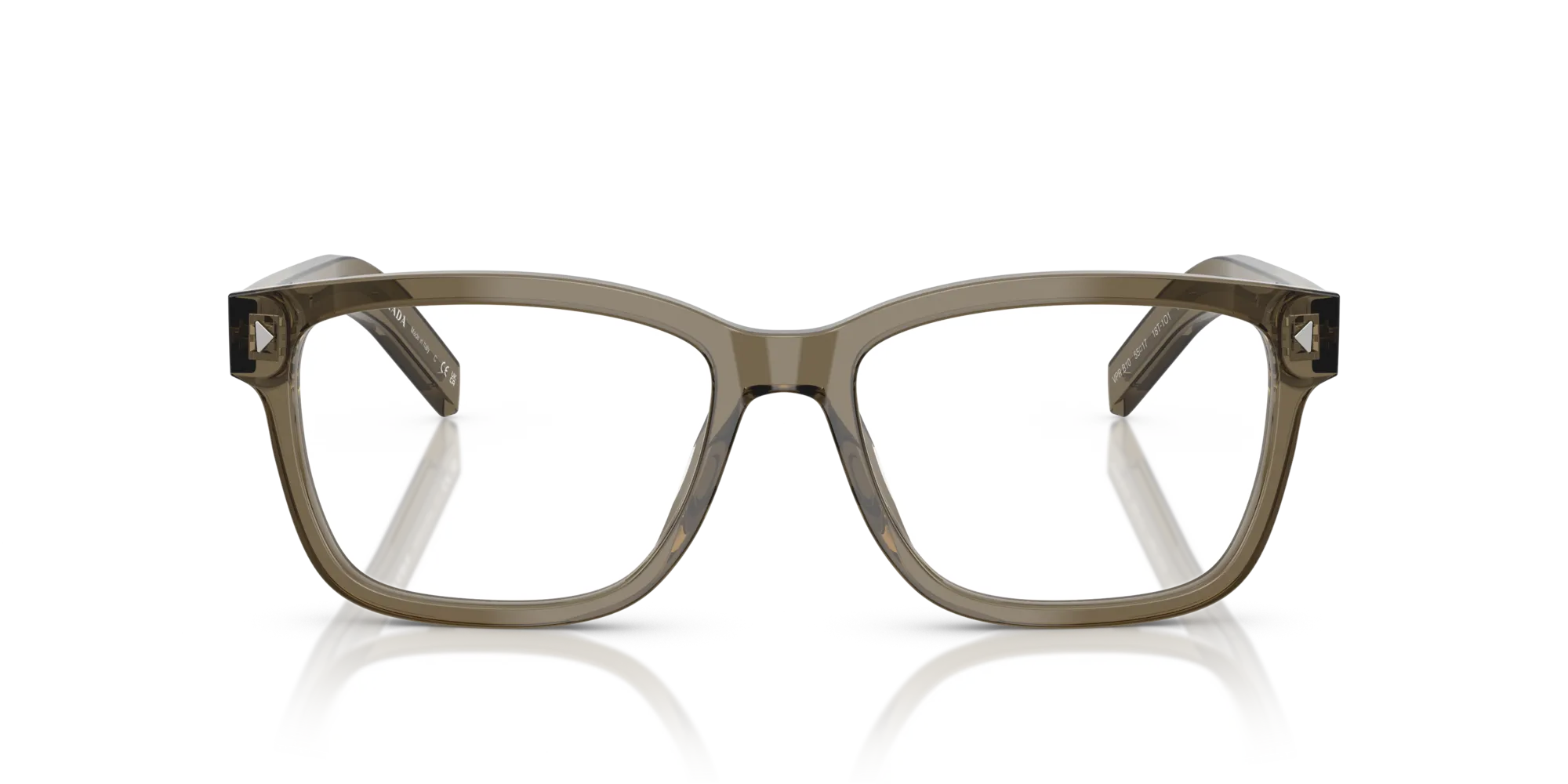 Prada PR B10V 18T1O1 Montature da vista Acetato Marrone Squadrata Normale - immagine 3