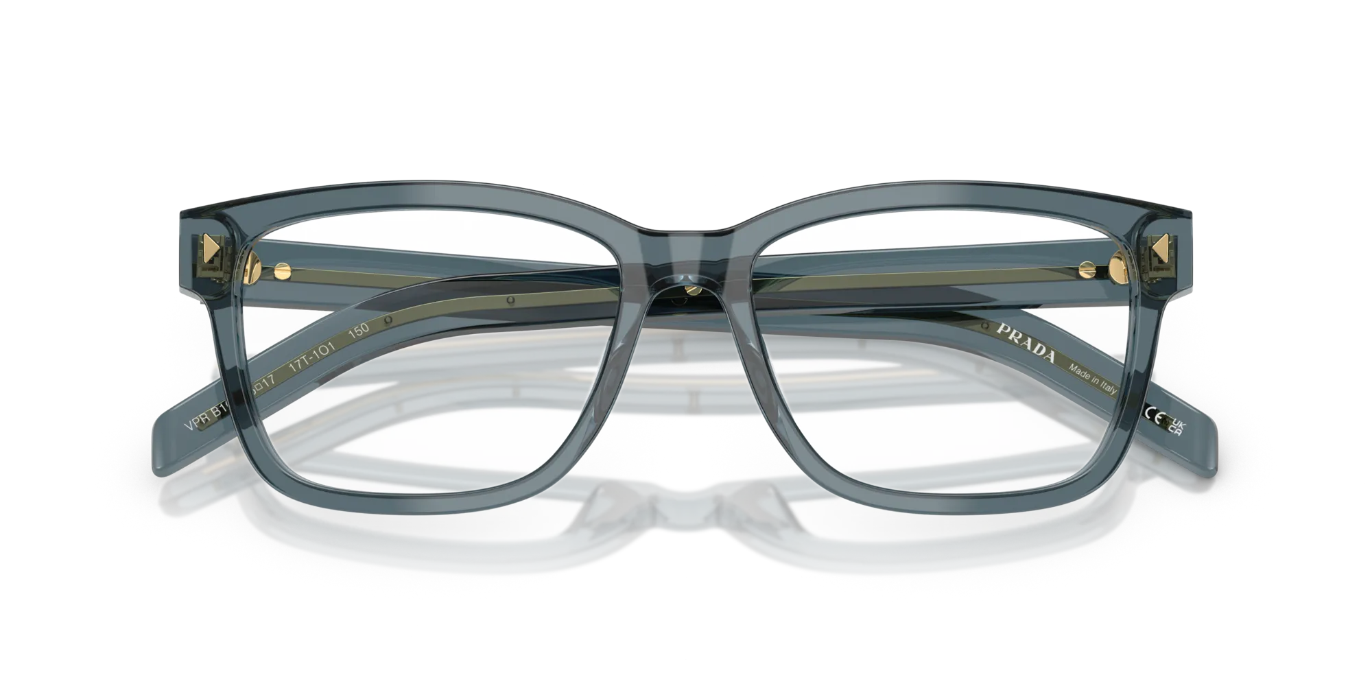 Prada PR B10V 17T1O1 Montature da vista Acetato Blu Squadrata Normale - immagine 2