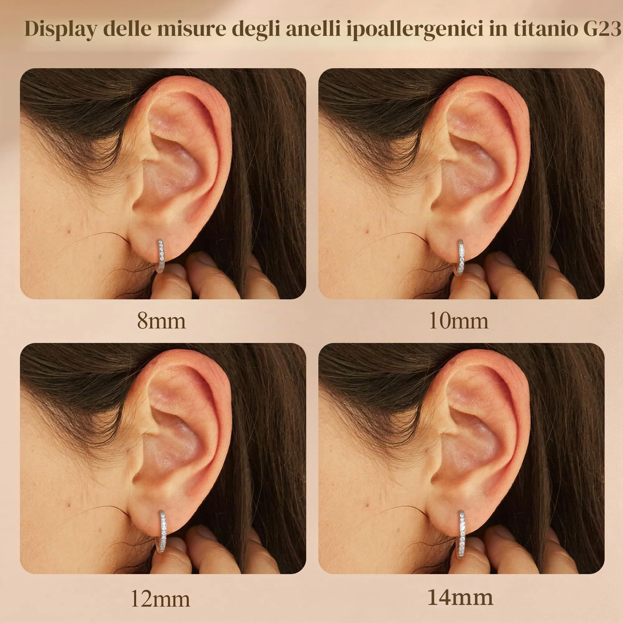 JeweBella Orecchini a Cerchio in Titanio G23 per Donna Uomo - immagine 5