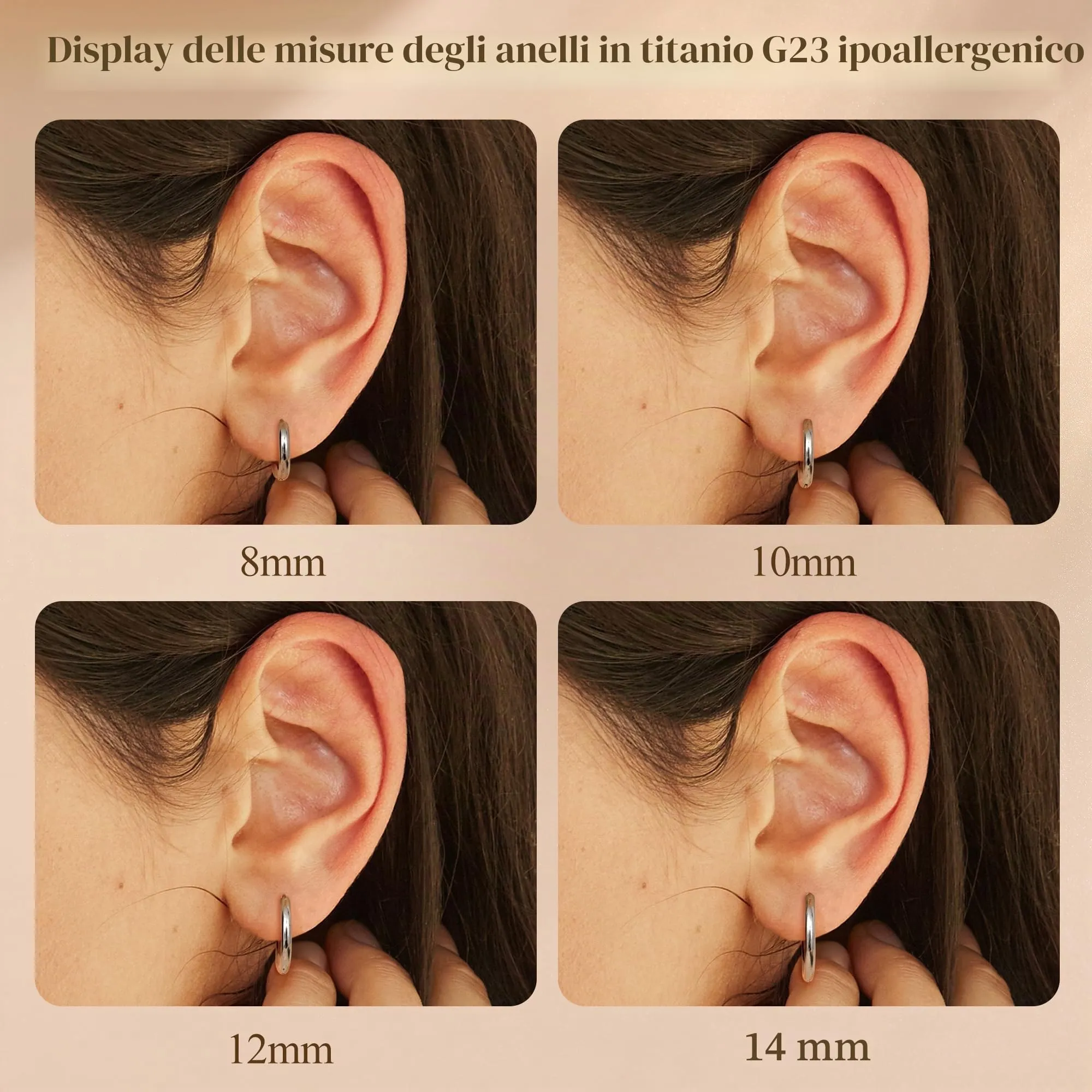 JeweBella Orecchini a Cerchio in Titanio G23 per Donna Uomo - immagine 5