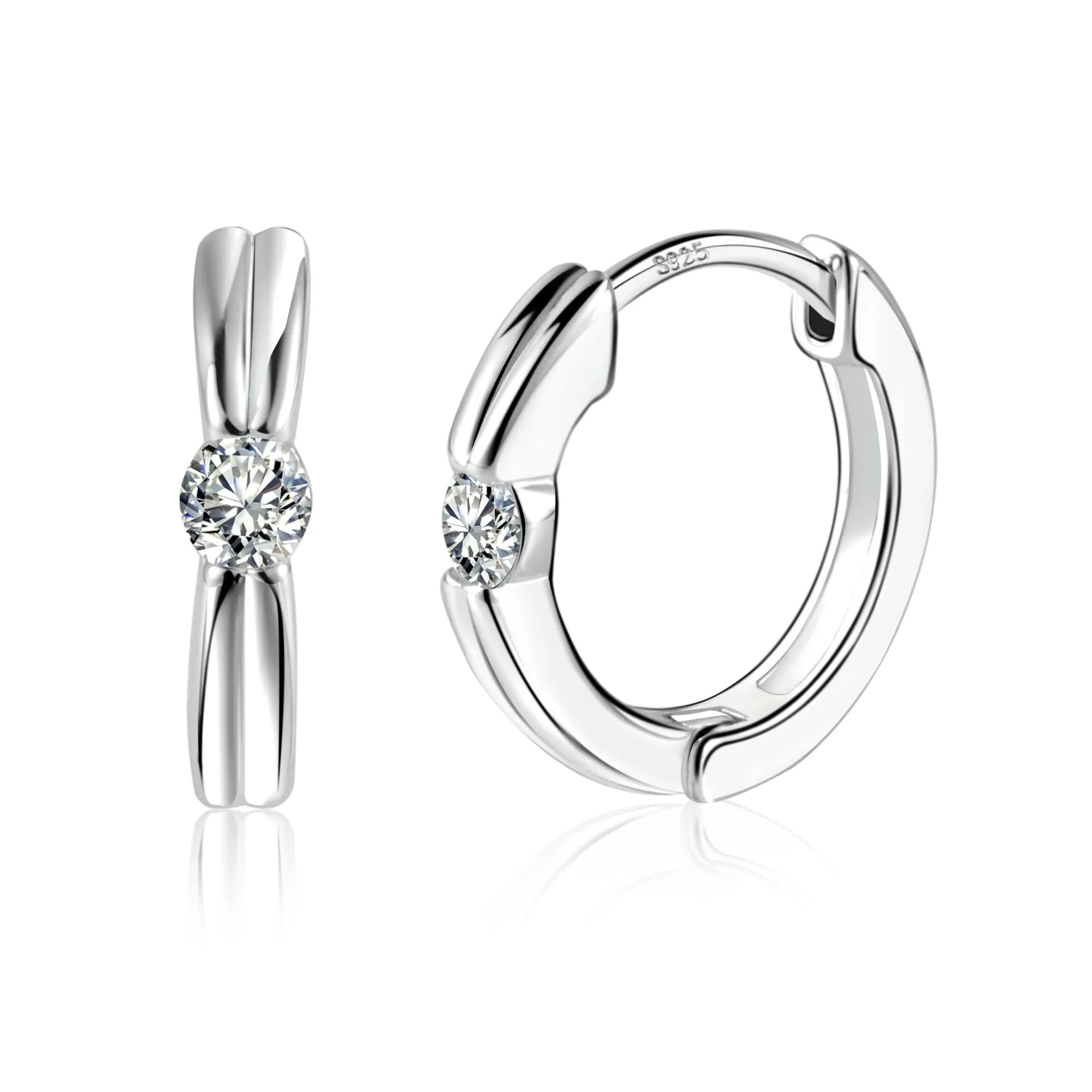 ALEXCRAFT Orecchini Donna Cerchio Argento Doppia Linea Huggie - immagine 1
