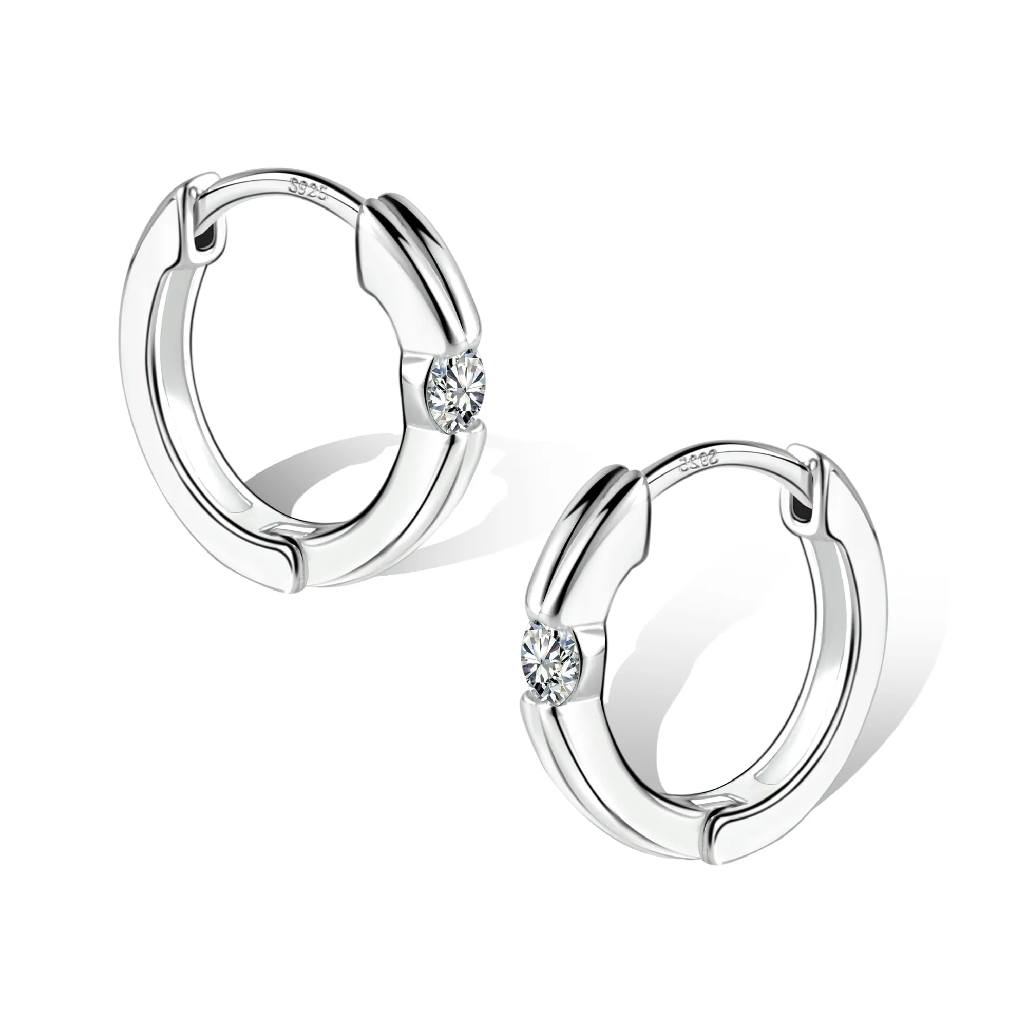 ALEXCRAFT Orecchini Donna Cerchio Argento Doppia Linea Huggie - immagine 7