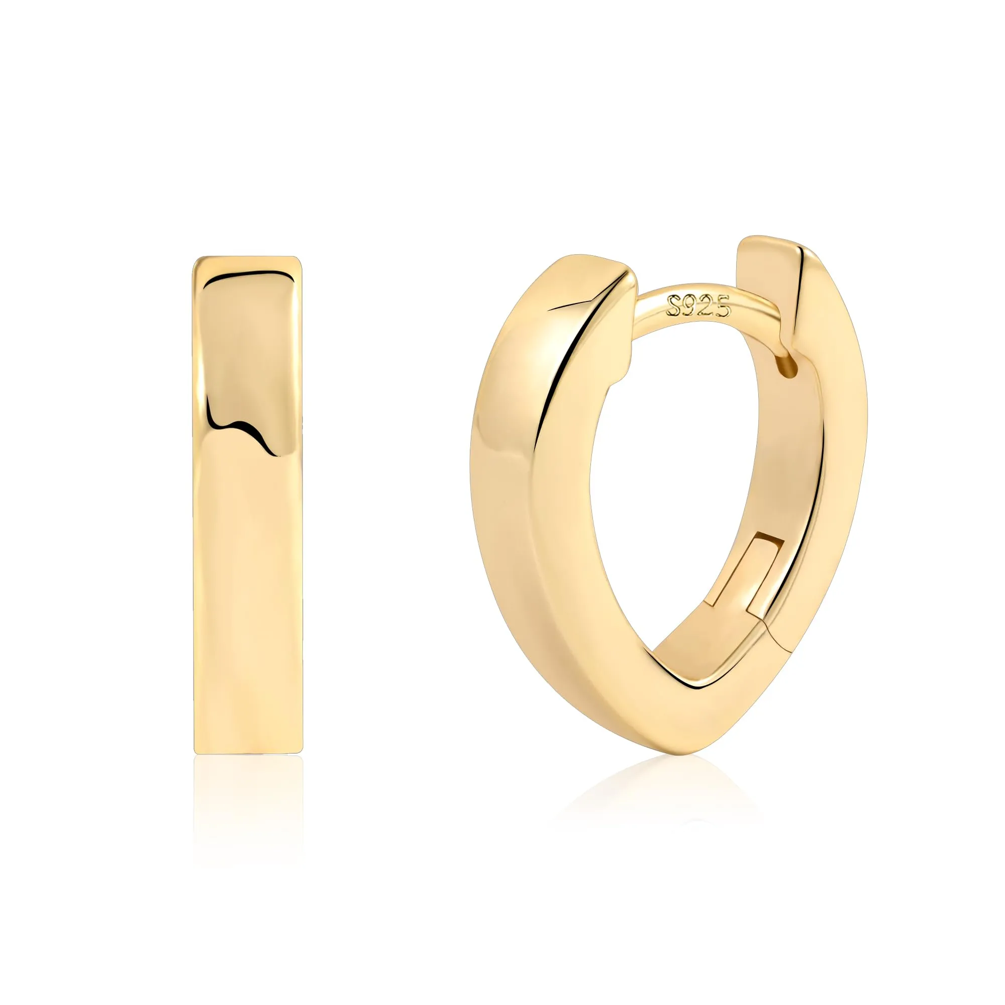 ALEXCRAFT Orecchini Cerchio Cuore Ovale Donna Oro 14K Lucido Huggie - immagine 1