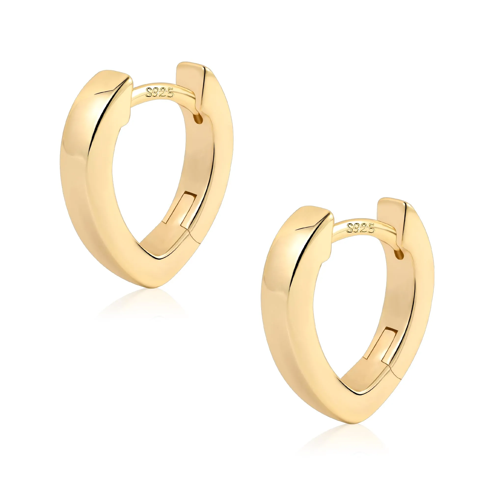 ALEXCRAFT Orecchini Cerchio Cuore Ovale Donna Oro 14K Lucido Huggie - immagine 7