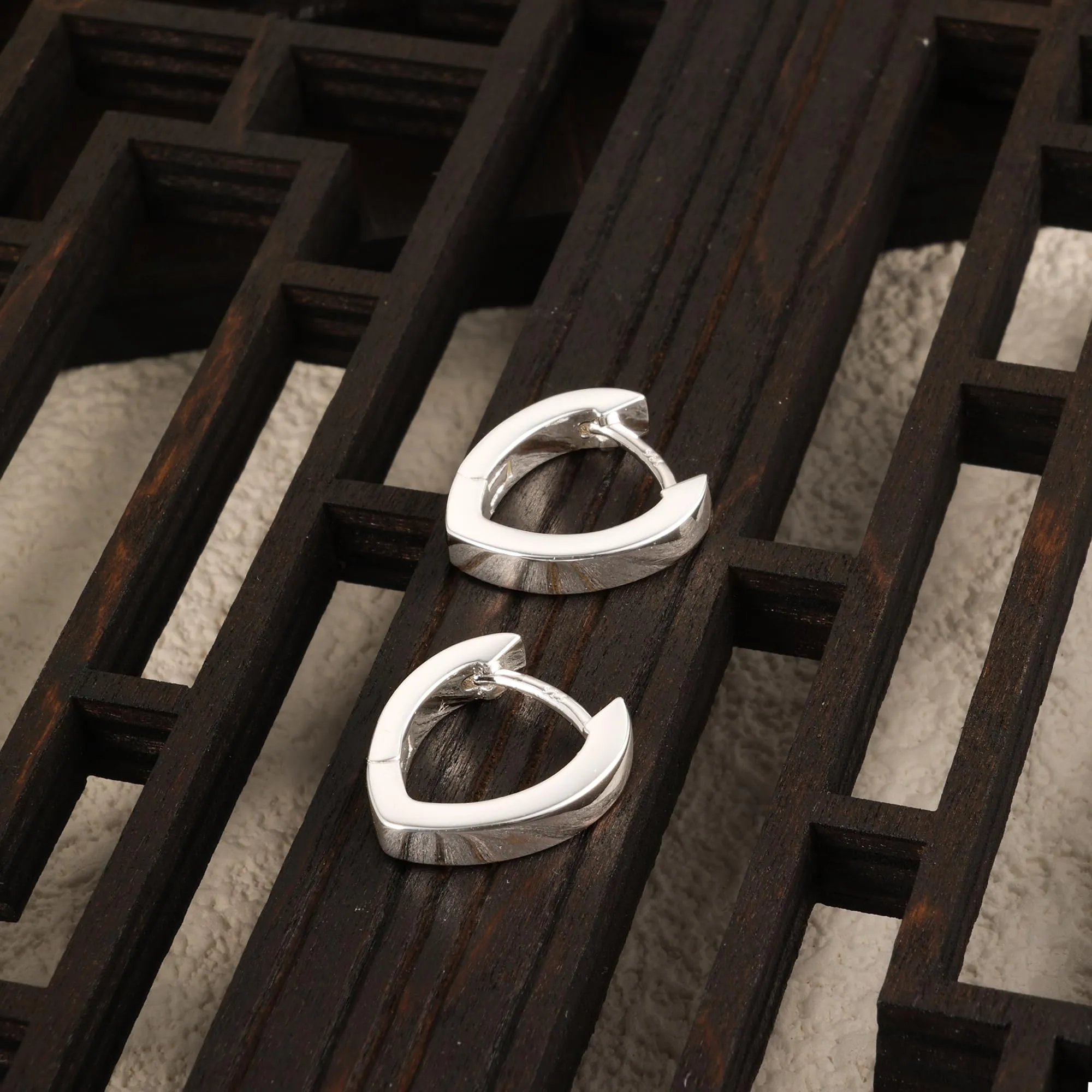 ALEXCRAFT Orecchini Cerchio Donna Argento Cuore Ovale Lucido Huggie - immagine 6