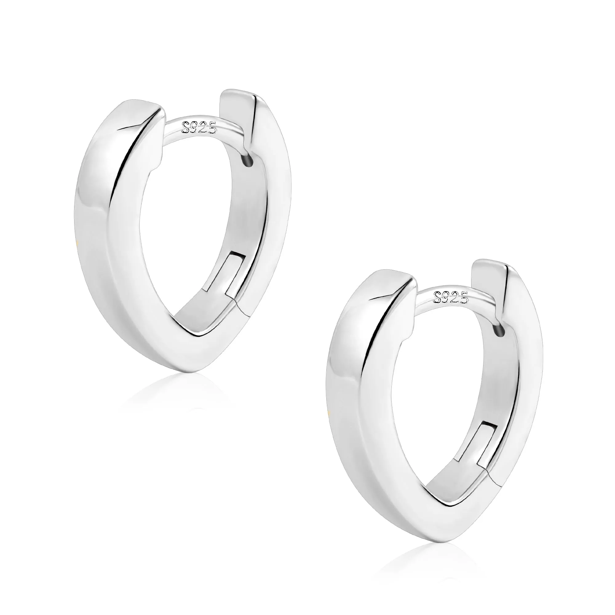 ALEXCRAFT Orecchini Cerchio Donna Argento Cuore Ovale Lucido Huggie - immagine 7