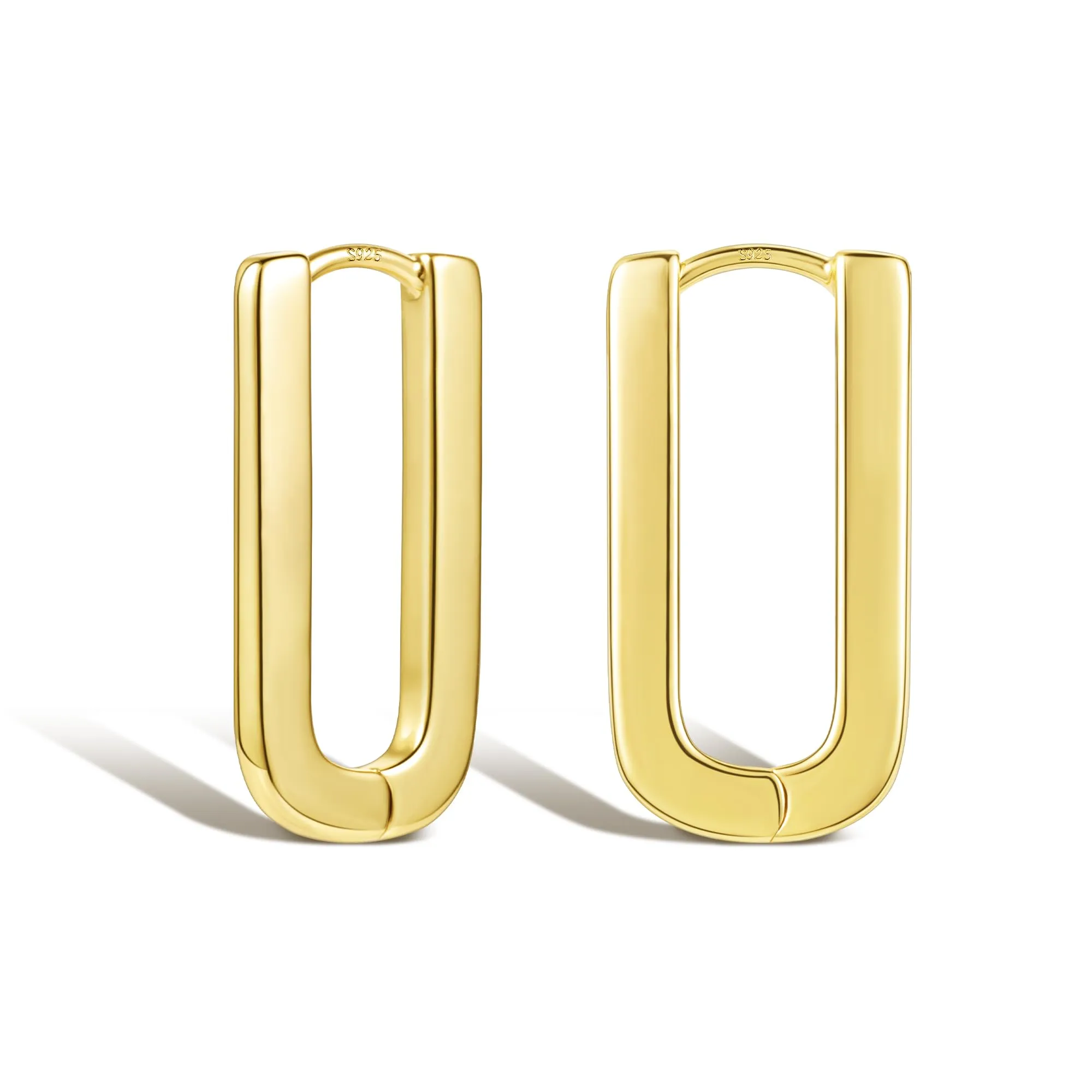 ALEXCRAFT Orecchini Donna Cerchio Oro 14K Rettangolari Huggie - immagine 1