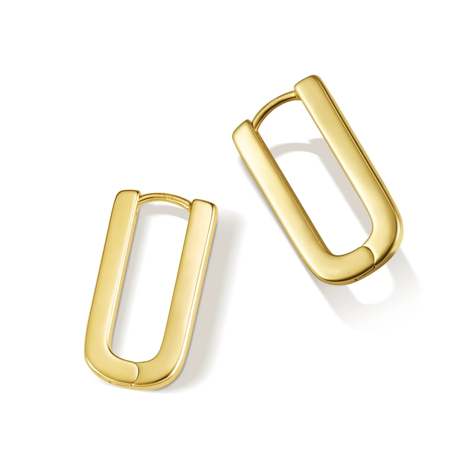 ALEXCRAFT Orecchini Donna Cerchio Oro 14K Rettangolari Huggie - immagine 8
