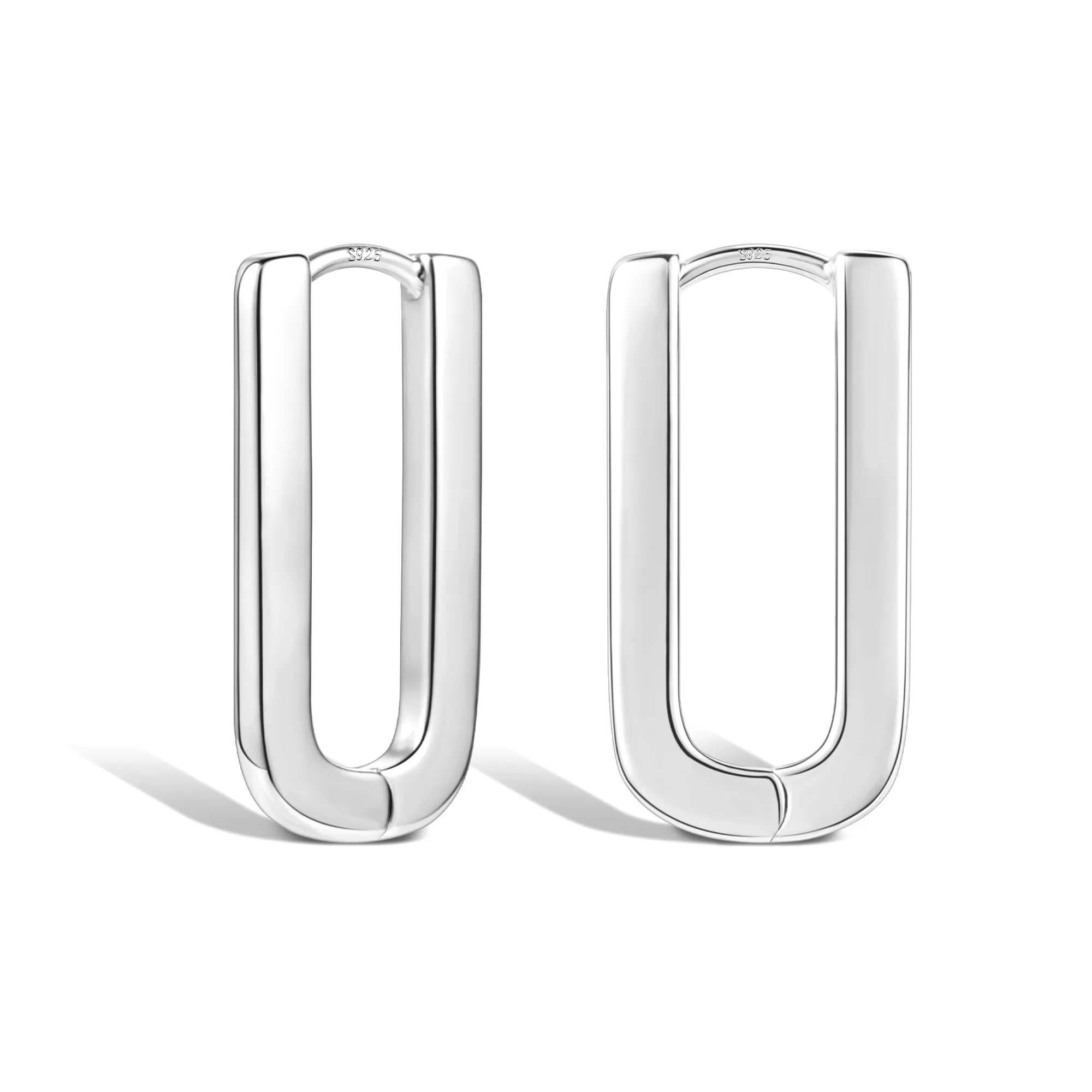 ALEXCRAFT Orecchini Cerchio Donna Argento Rettangolari Huggie - immagine 1
