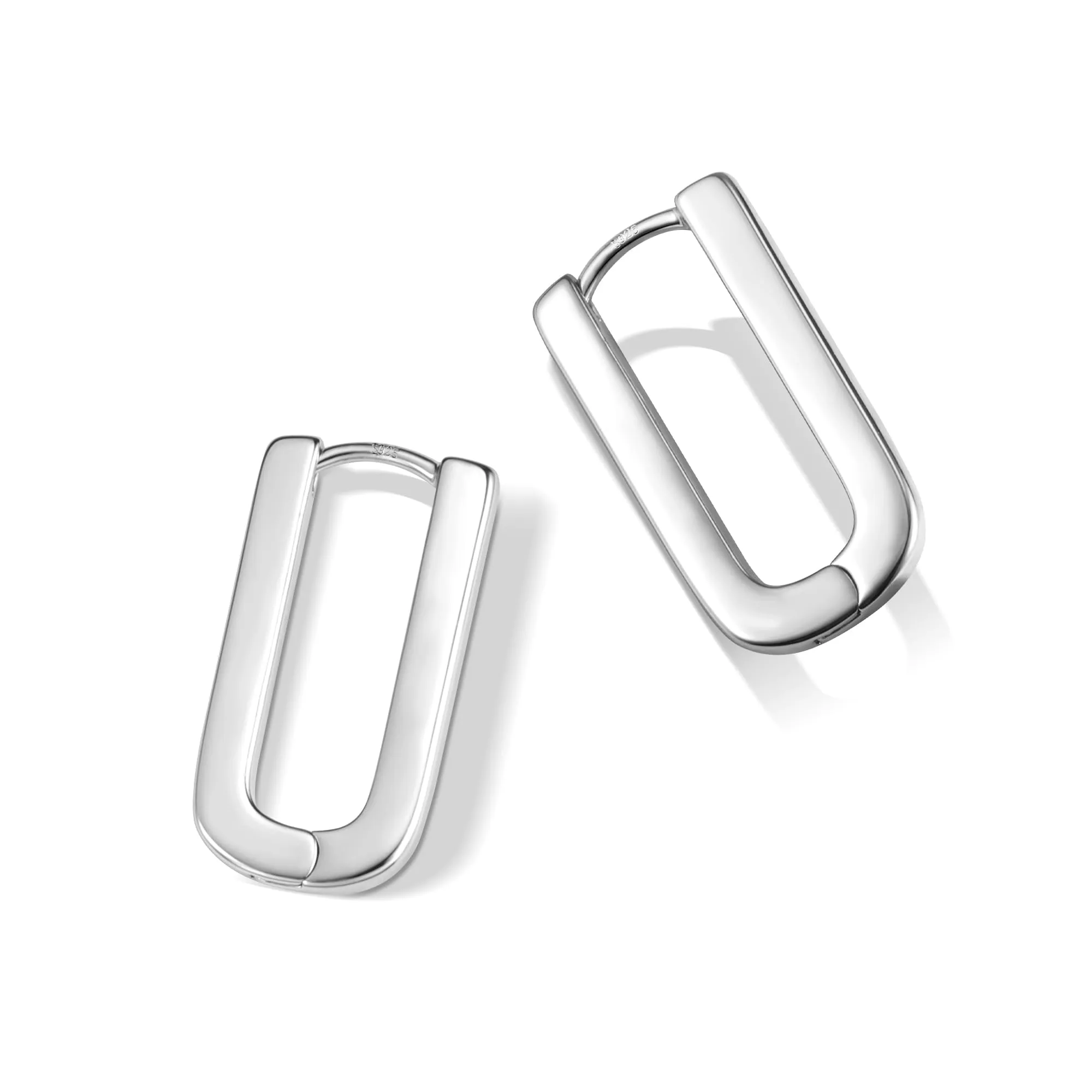 ALEXCRAFT Orecchini Cerchio Donna Argento Rettangolari Huggie - immagine 8