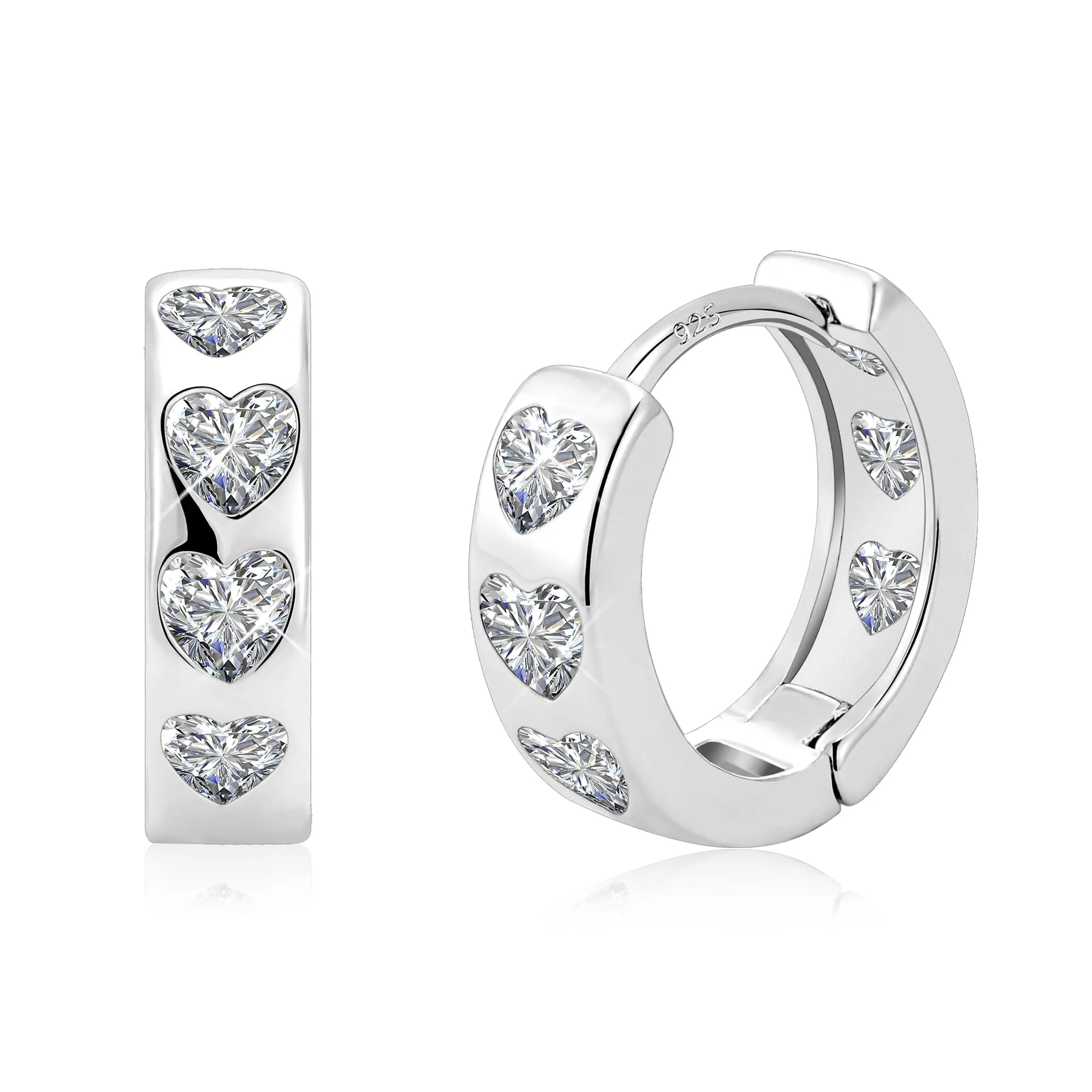 ALEXCRAFT Orecchini Donna Cerchio Argento Cuore con Zirconi Huggie - immagine 1