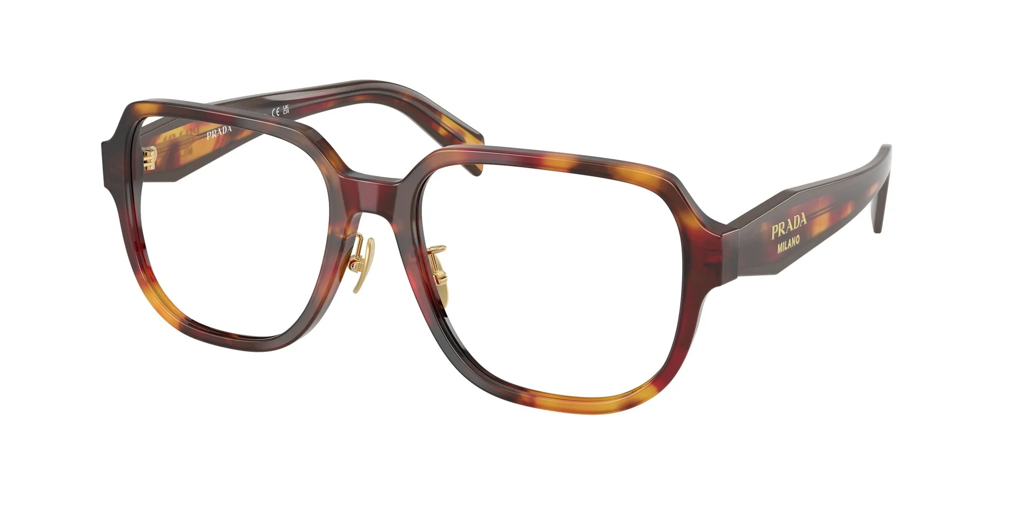 Prada PR B07VD 22A1O1 Montature da vista Acetato Havana Pillow Normale - immagine 1