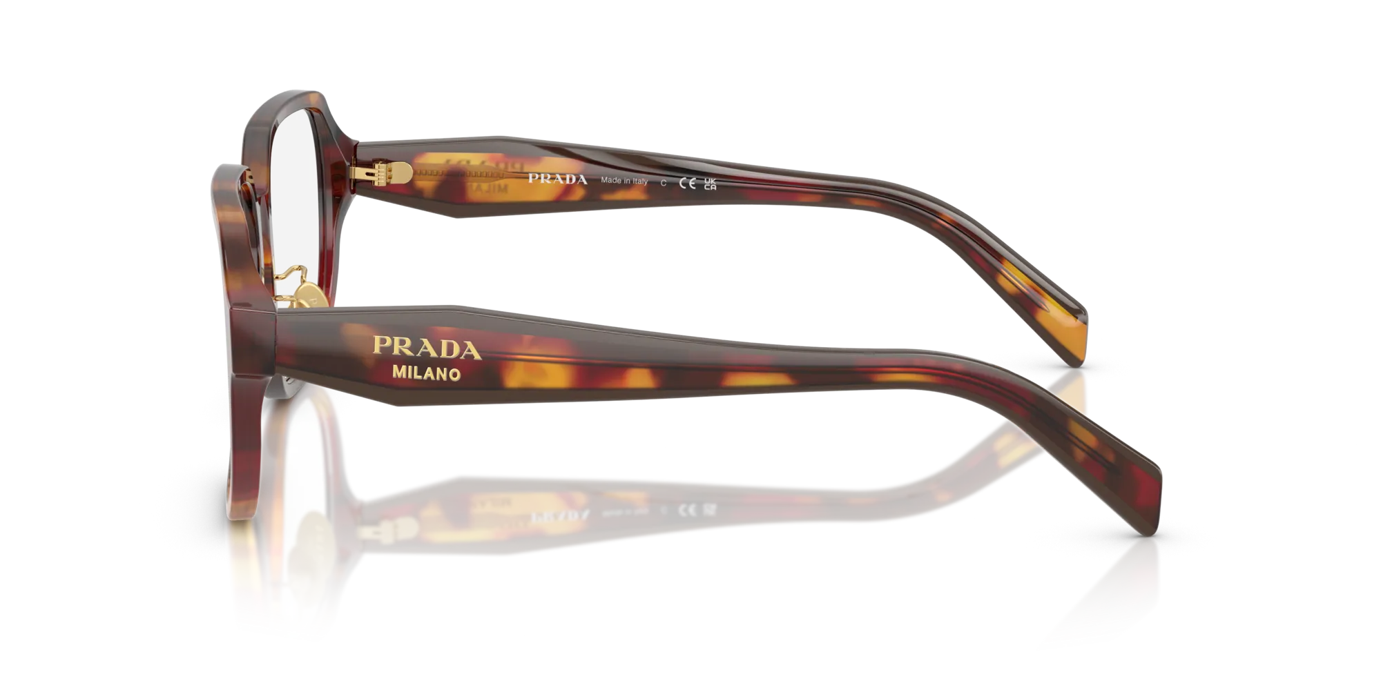 Prada PR B07VD 22A1O1 Montature da vista Acetato Havana Pillow Normale - immagine 4