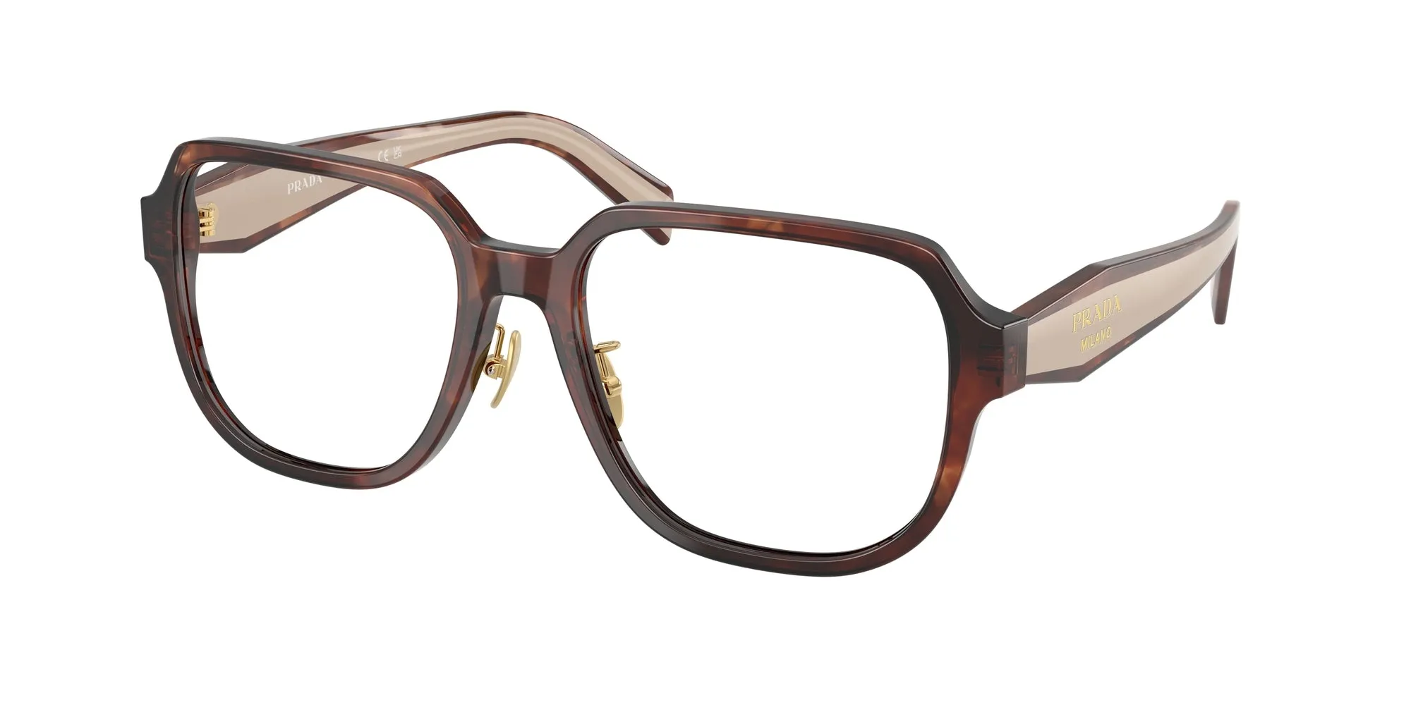 Prada PR B07VD 07R1O1 Montature da vista Acetato Marrone Pillow Normale - immagine 1