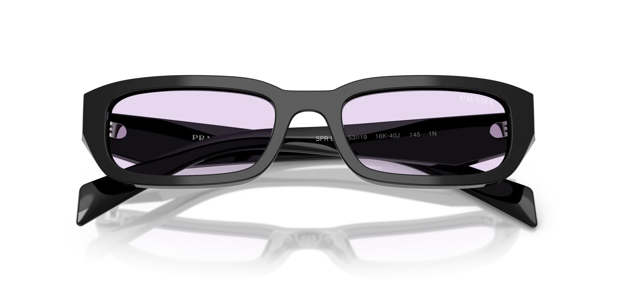 Prada PR B06S 16K40J Occhiali da sole Acetato Nero Viola Squadrata Normale - immagine 2