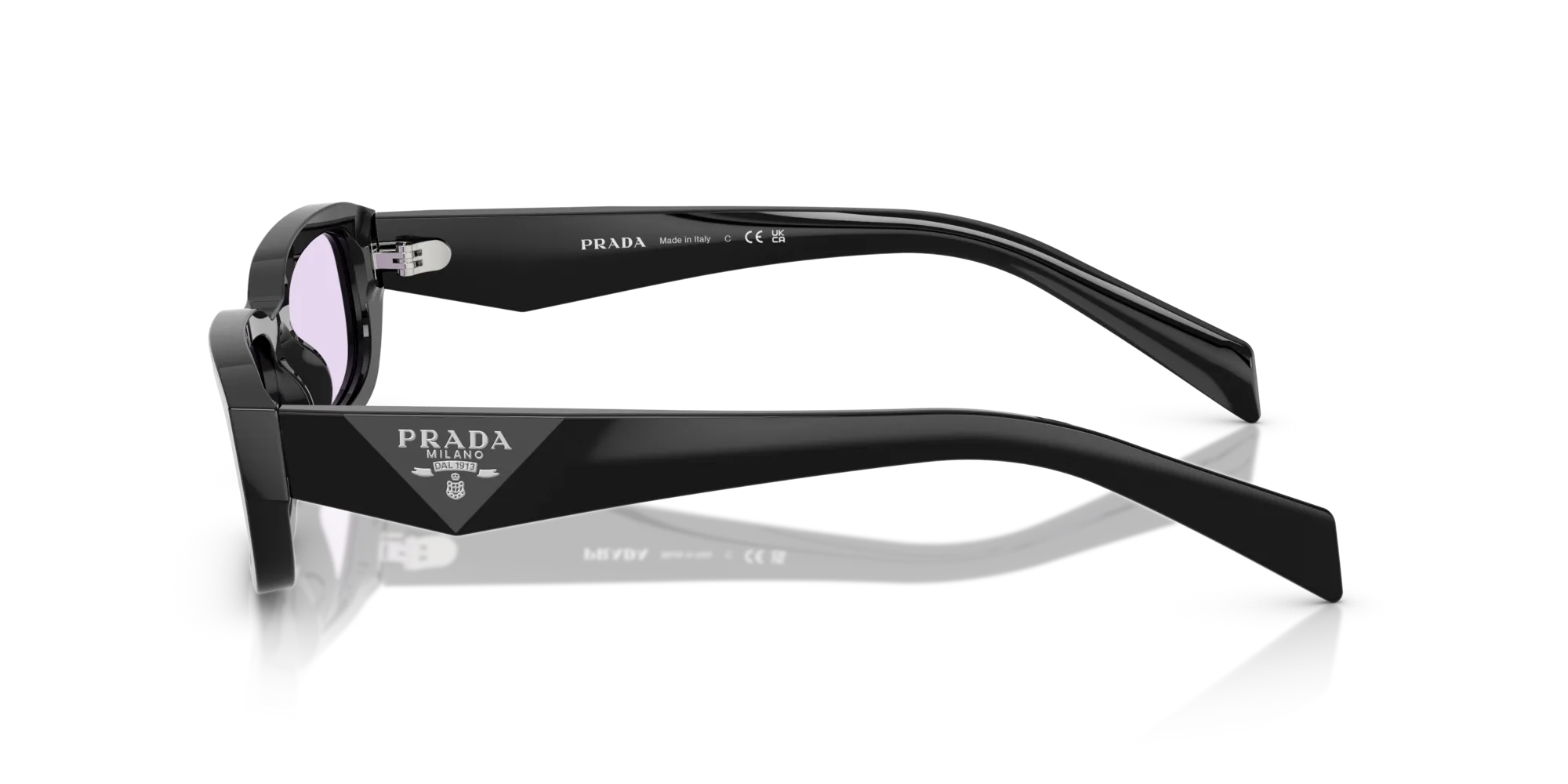 Prada PR B06S 16K40J Occhiali da sole Acetato Nero Viola Squadrata Normale - immagine 4