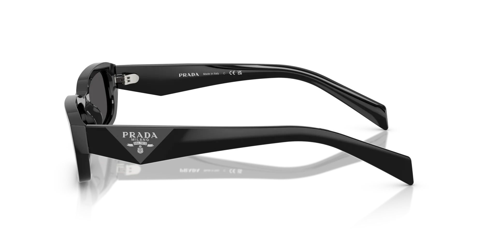 Prada PR B06S 16K08Z Occhiali da sole Acetato Nero Grigio Squadrata Normale - immagine 4