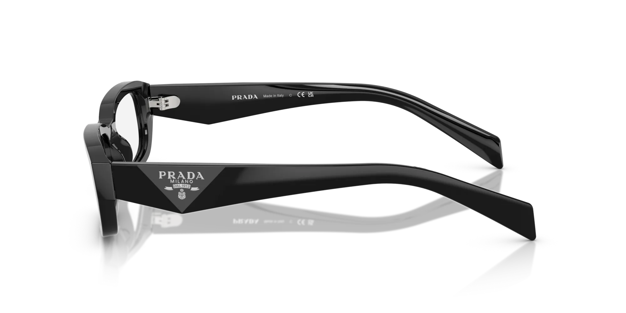 Prada PR B06S 16K08N Occhiali da sole Acetato Nero Trasparente Squadrata Normale - immagine 4