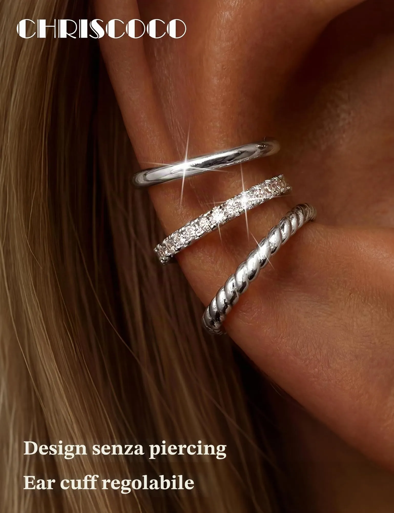 Chriscoco Ear Cuff Orecchini Donna Orecchini Senza Buco Earcuff Dorati - immagine 5