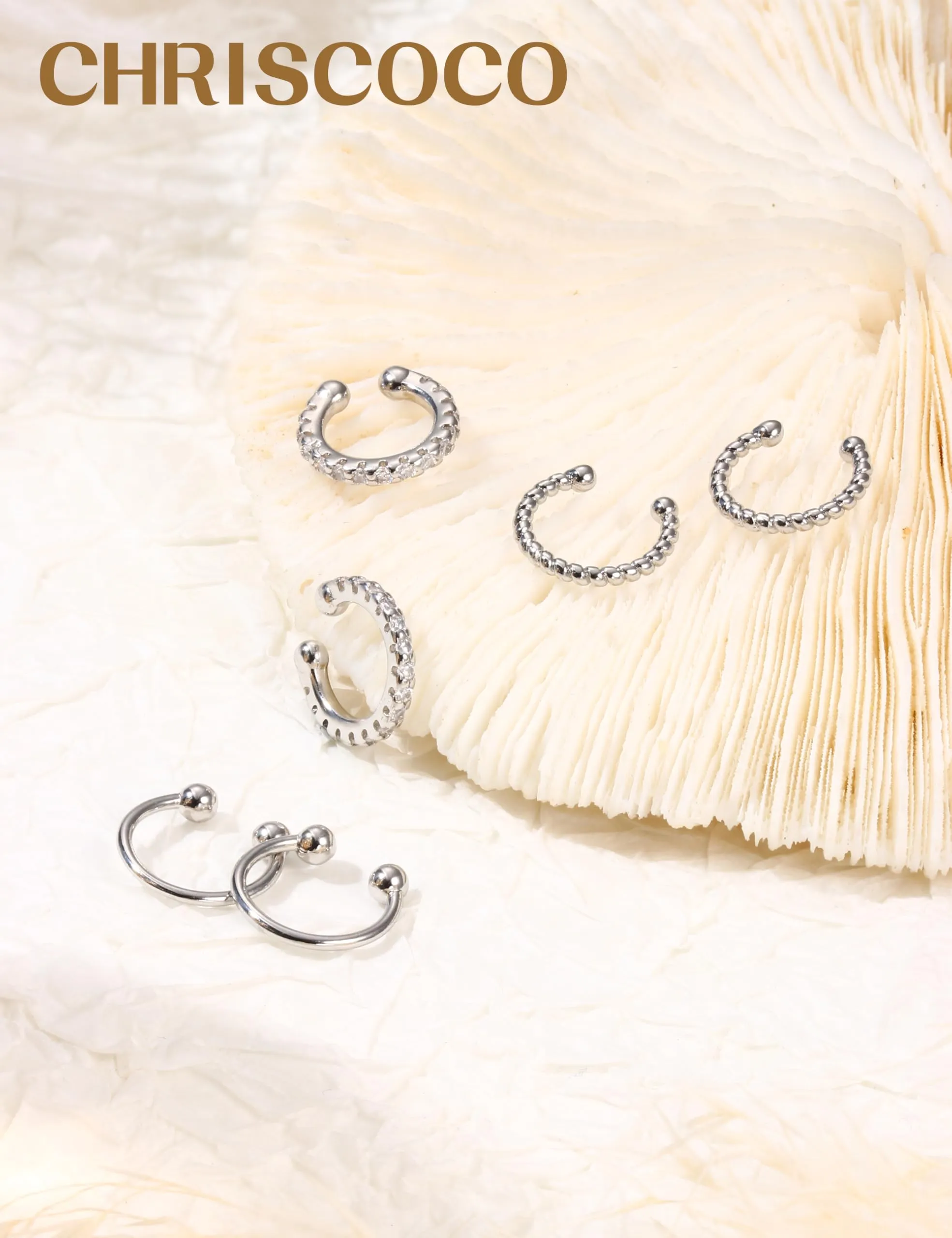 Chriscoco Ear Cuff Orecchini Donna Orecchini Senza Buco Earcuff Dorati - immagine 7