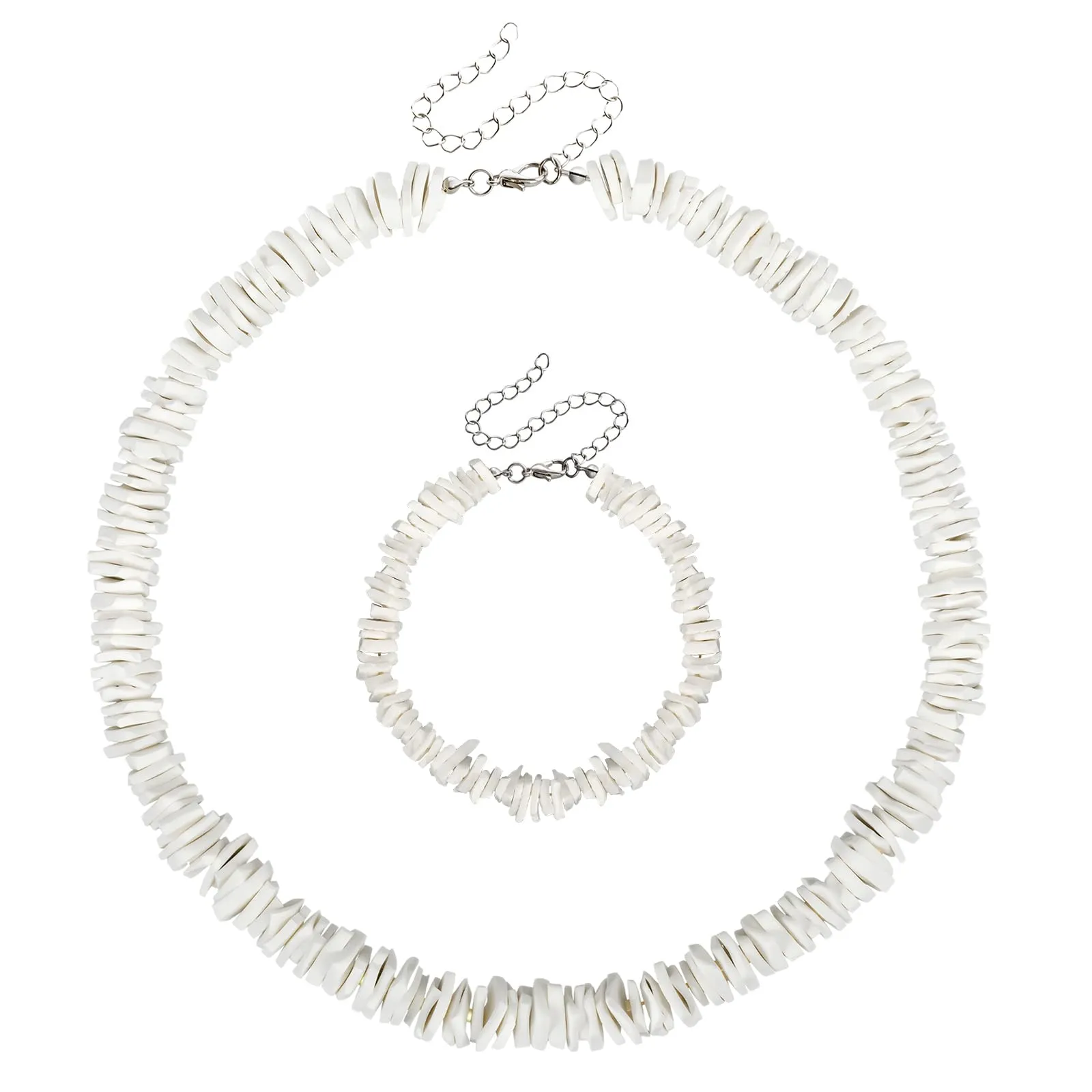 DPKOW Collana e Bracciale in Conchiglia Bianca per Donne e Ragazze, Gioielli Bohémien Hawaiano per la Spiaggia e Viaggi, Set di Gioielli Boho-chic - immagine 1