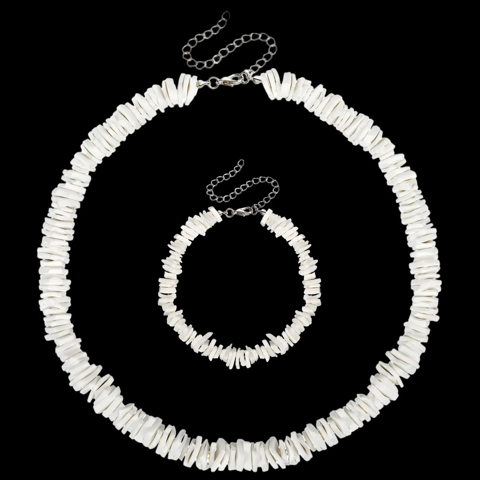 DPKOW Collana e Bracciale in Conchiglia Bianca per Donne e Ragazze, Gioielli Bohémien Hawaiano per la Spiaggia e Viaggi, Set di Gioielli Boho-chic - immagine 8