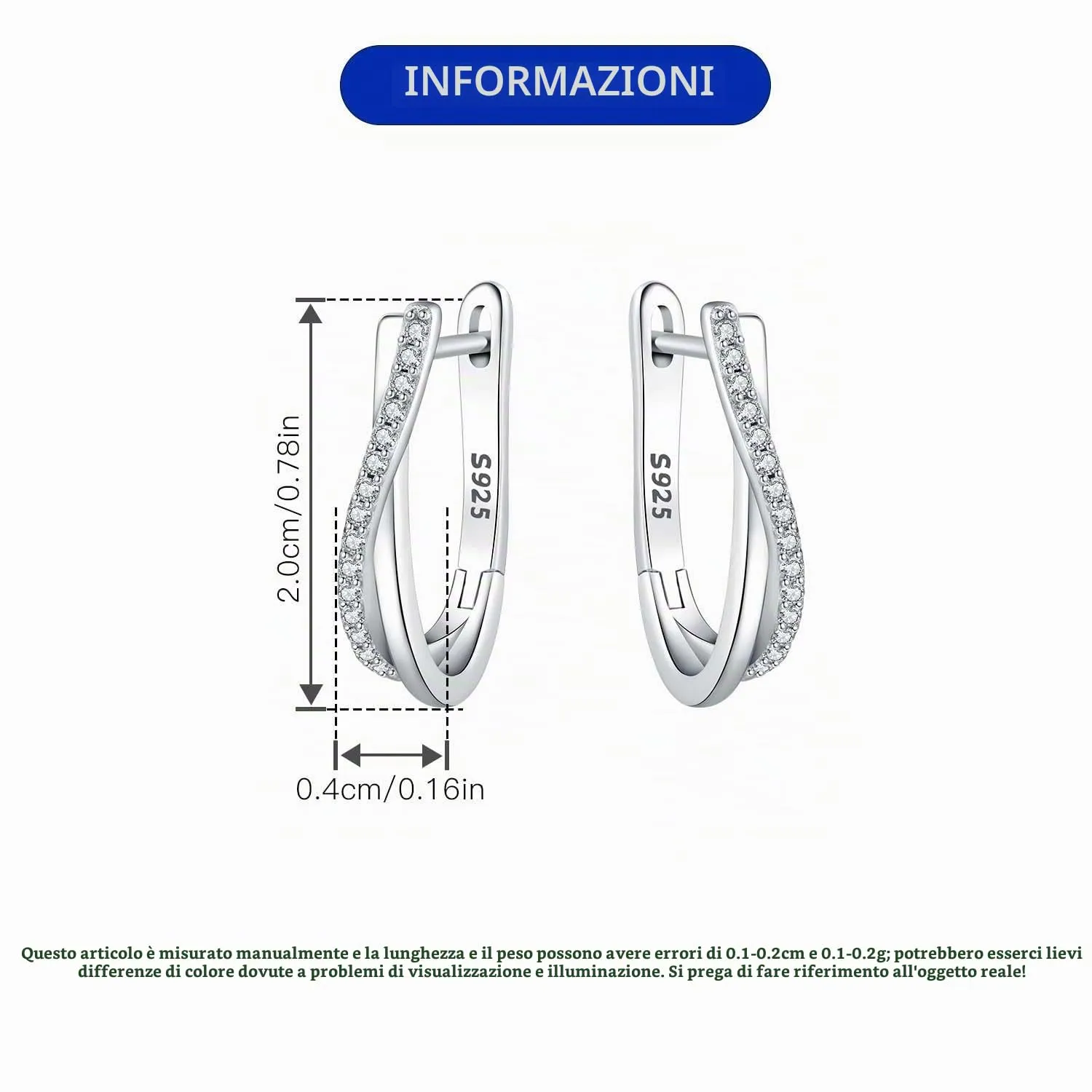 CYMYSS Orecchini Donna Argento 925 Orecchini Argento 925 a cerchio per uomini e donne Orecchini Anallergici Donna Orecchini a Cerchio Regali per Signore - immagine 4