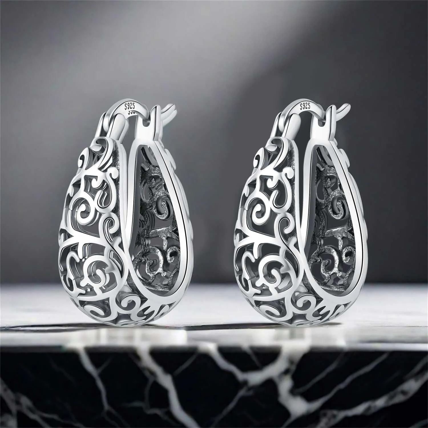 CYMYSS Orecchini Donna Argento 925 Orecchini Argento 925 a cerchio per uomini e donne Orecchini Anallergici Donna Orecchini a Cerchio Regali per Signore - immagine 6