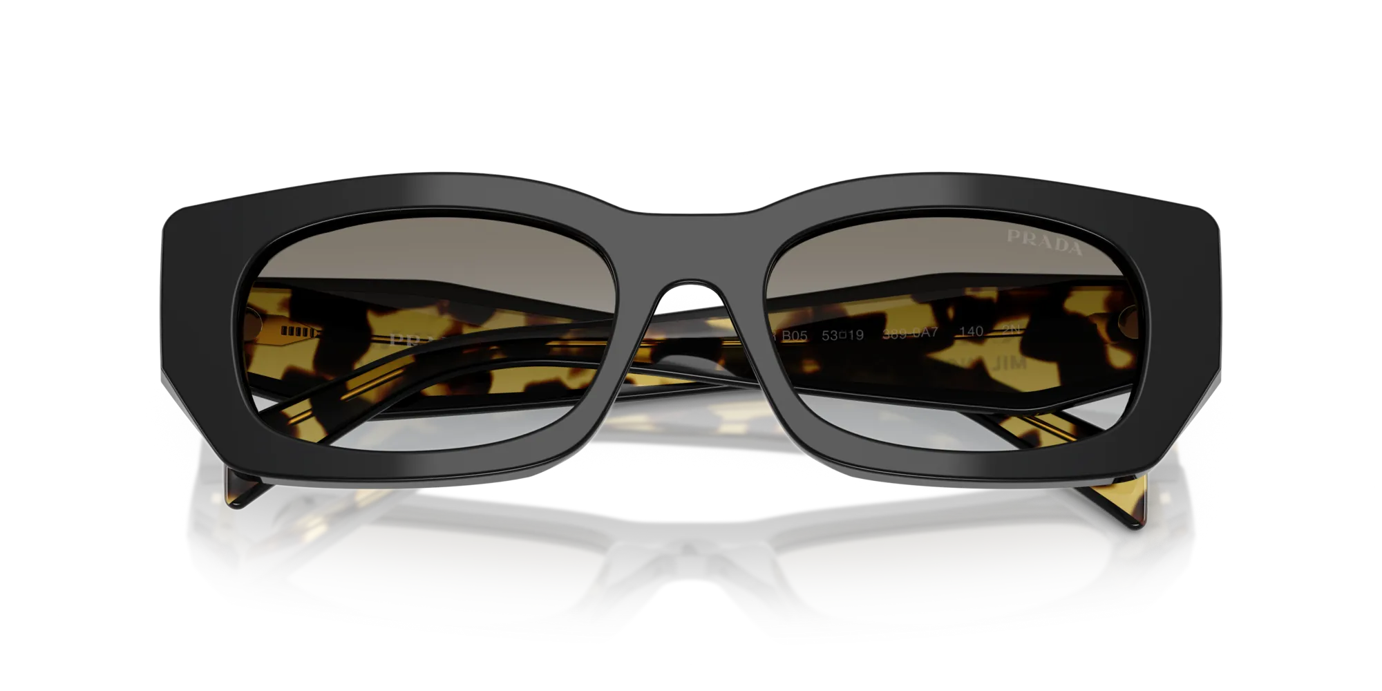 Prada PR B05S 3890A7 Occhiali da sole Acetato Nero Grigio Pillow Normale Sfumato - immagine 2
