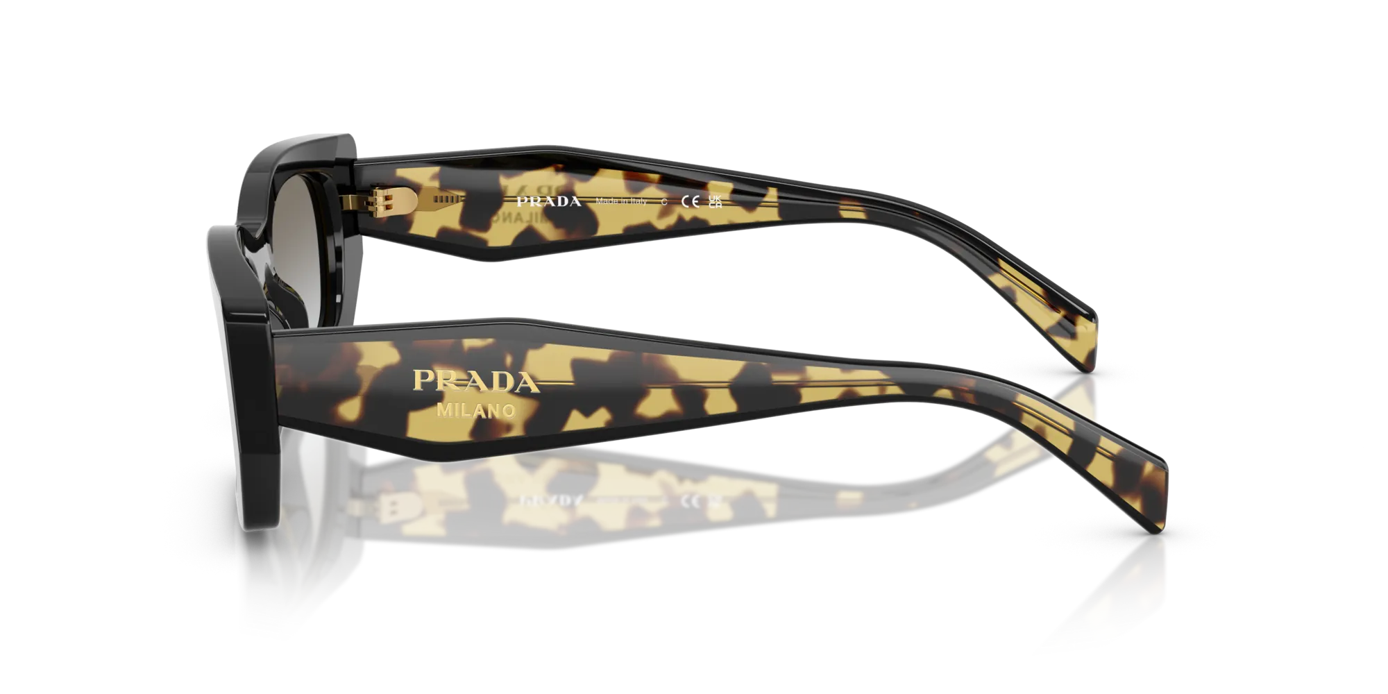 Prada PR B05S 3890A7 Occhiali da sole Acetato Nero Grigio Pillow Normale Sfumato - immagine 4