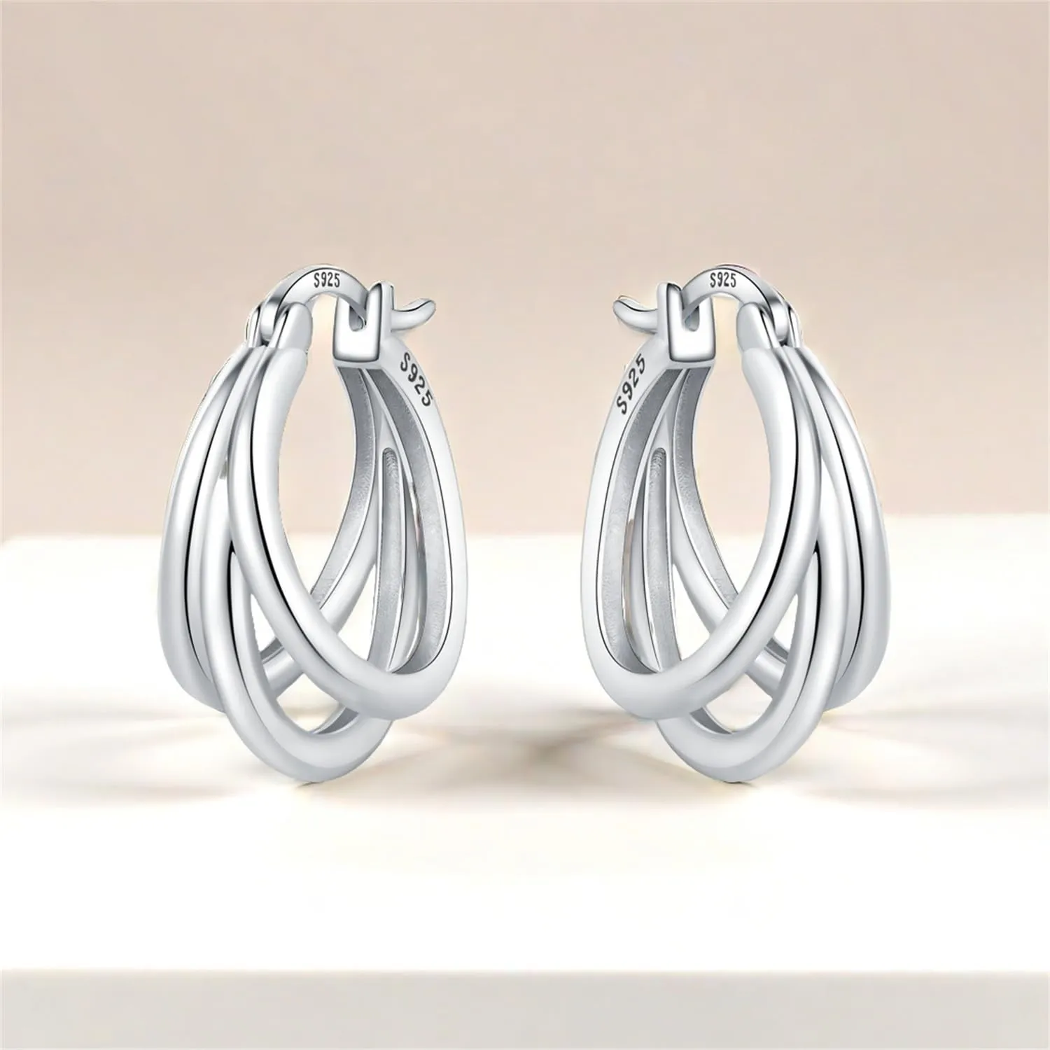 CYMYSS Orecchini Donna Argento 925 Orecchini Argento 925 a cerchio per uomini e donne Orecchini Anallergici Donna Orecchini a Cerchio Regali per Signore - immagine 5