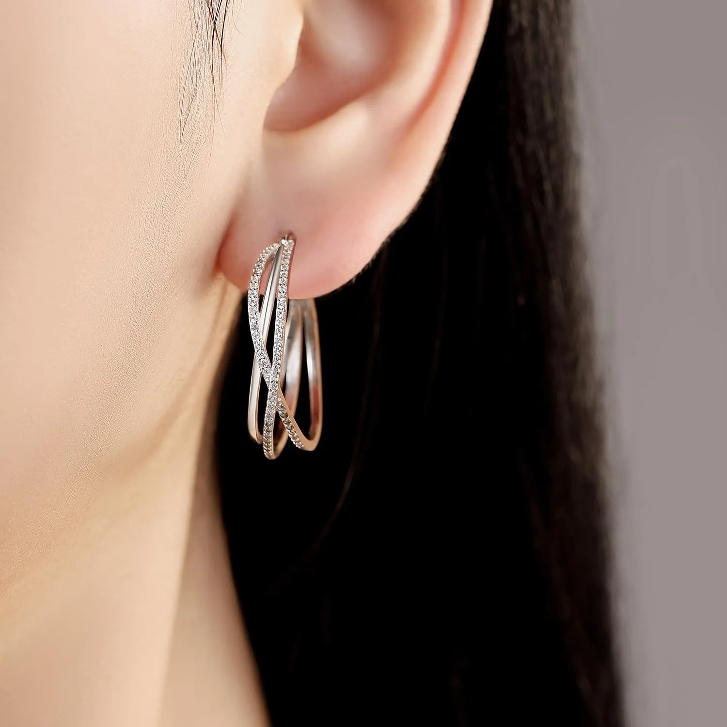 CYMYSS Orecchini Donna Argento 925 Orecchini Argento 925 a cerchio per uomini e donne Orecchini Anallergici Donna Orecchini a Cerchio Regali per Signore - immagine 2