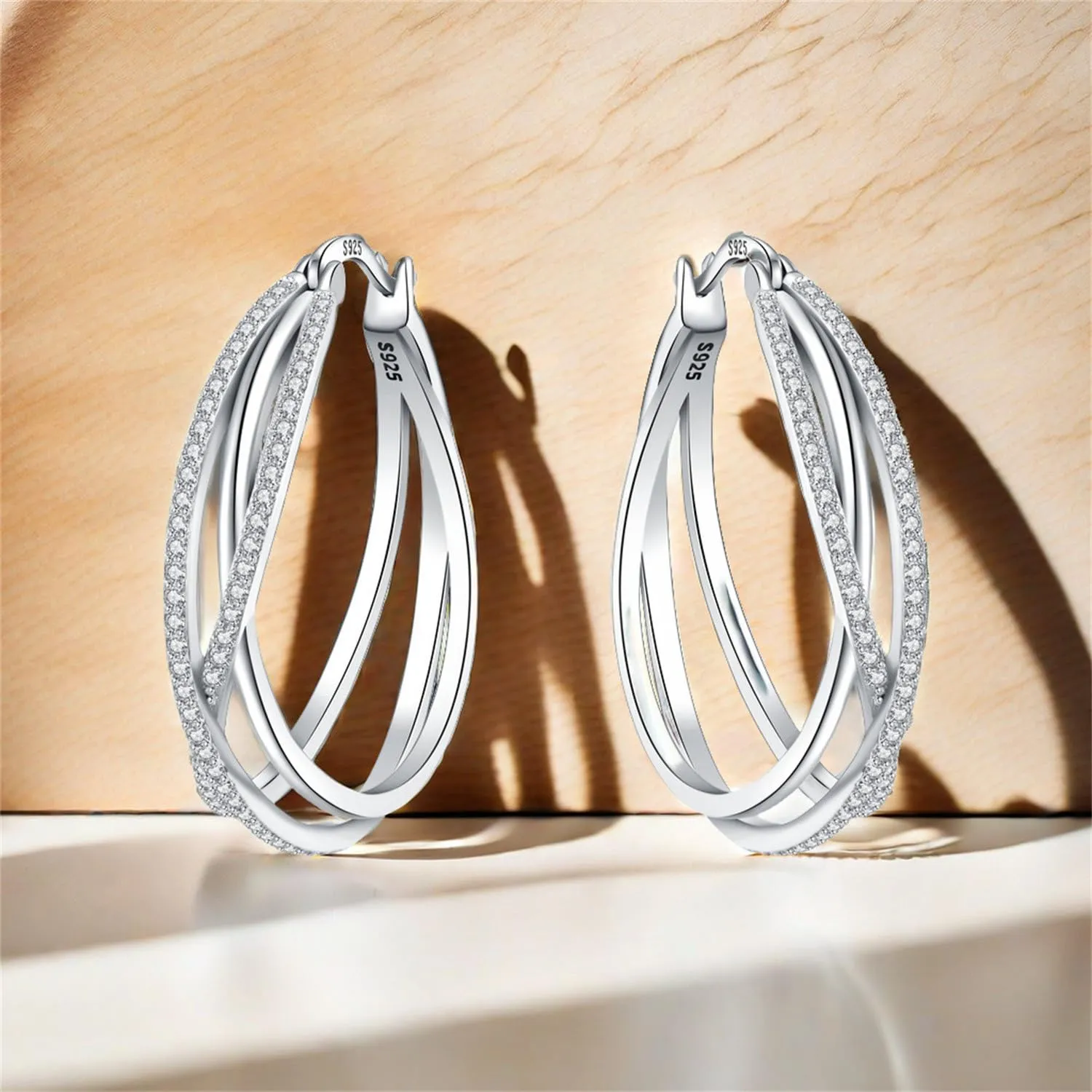 CYMYSS Orecchini Donna Argento 925 Orecchini Argento 925 a cerchio per uomini e donne Orecchini Anallergici Donna Orecchini a Cerchio Regali per Signore - immagine 7