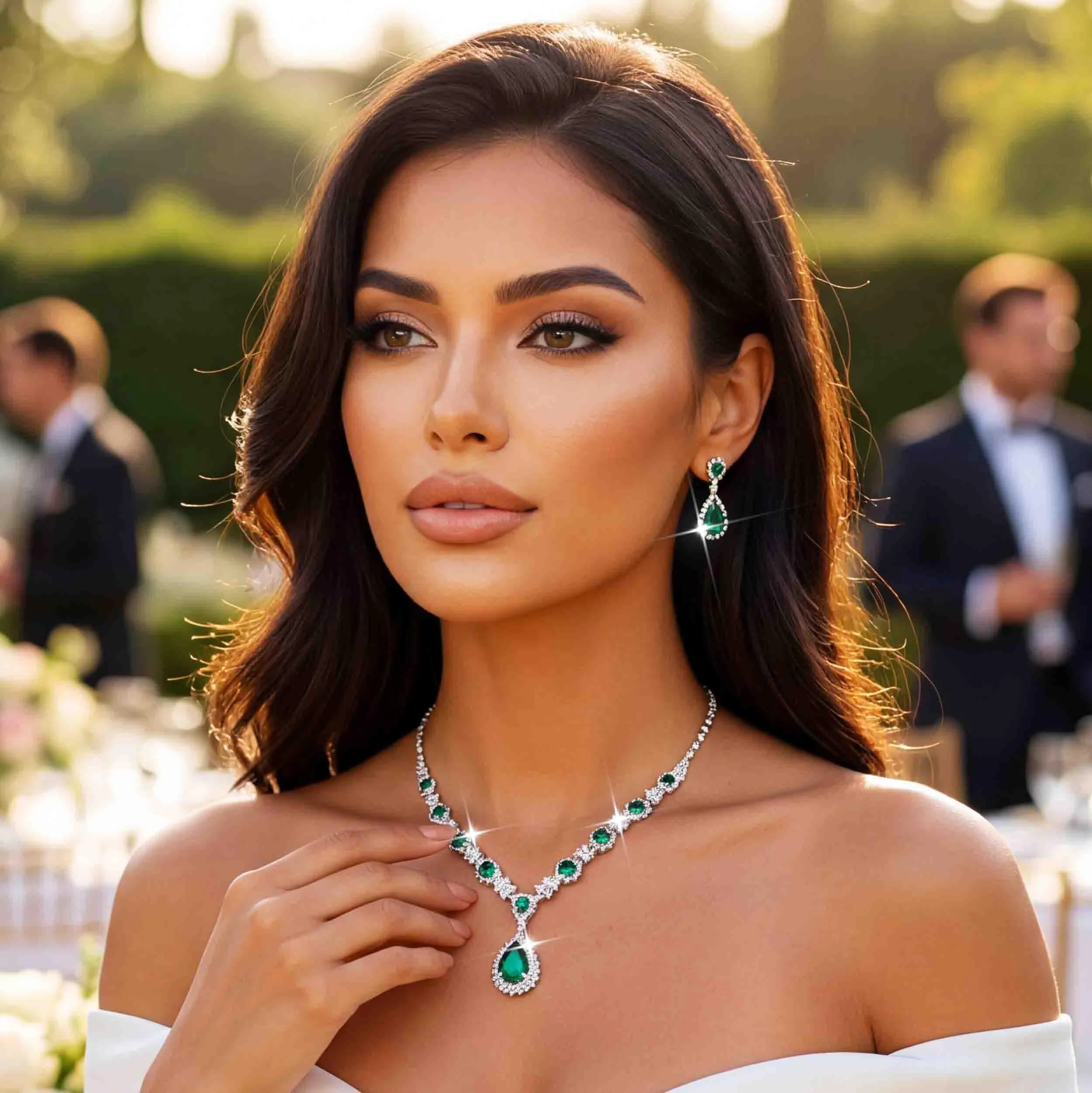 Fashband Set di collane, pendenti, orecchini da sposa, matrimonio, strass, balli, accessori per donne, Taglia unica, Lega di acciaio, Nessuna pietra preziosa - immagine 4