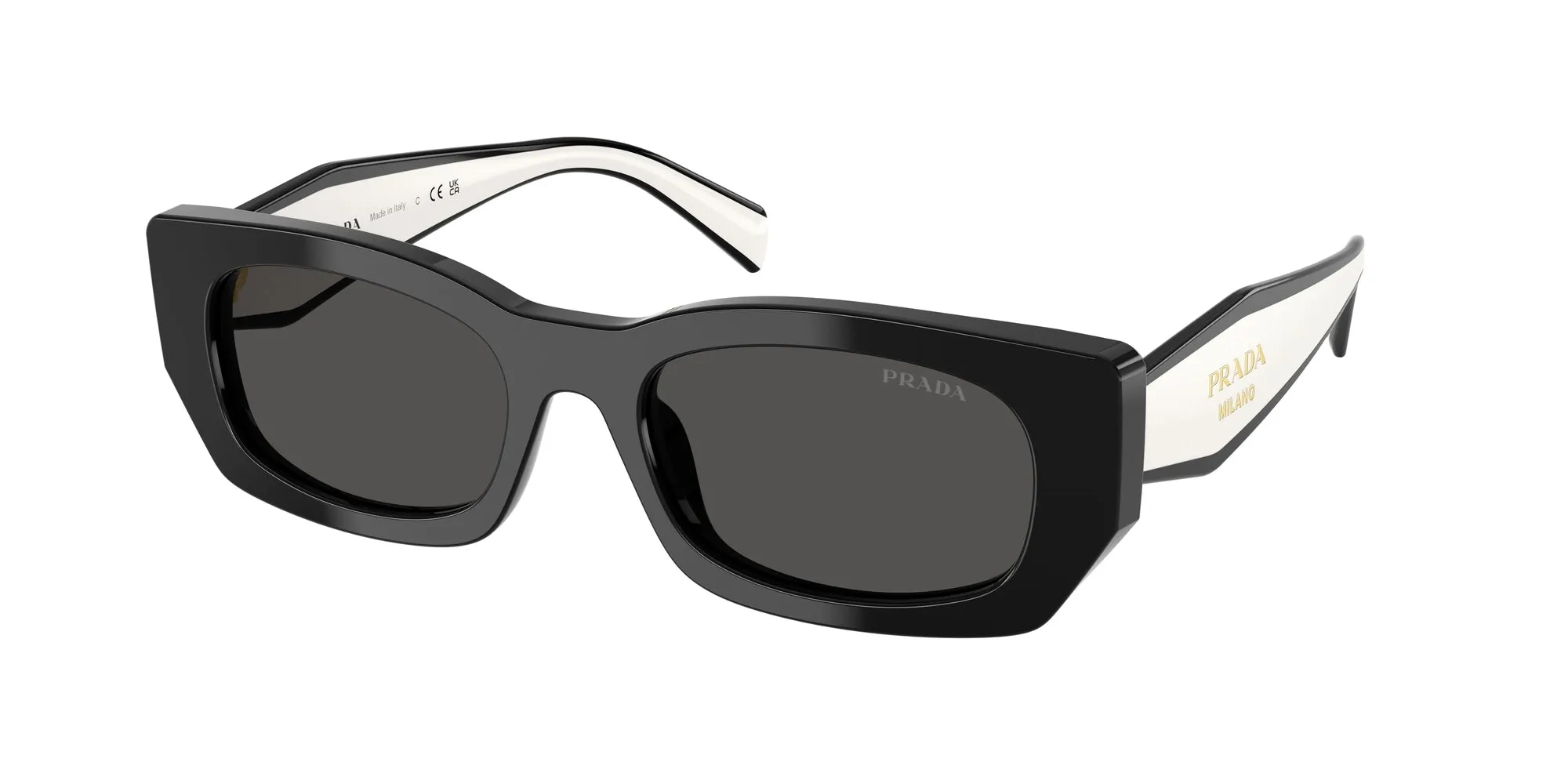 Prada PR B05S 09Q08Z Occhiali da sole Acetato Nero Grigio Pillow Normale - immagine 1