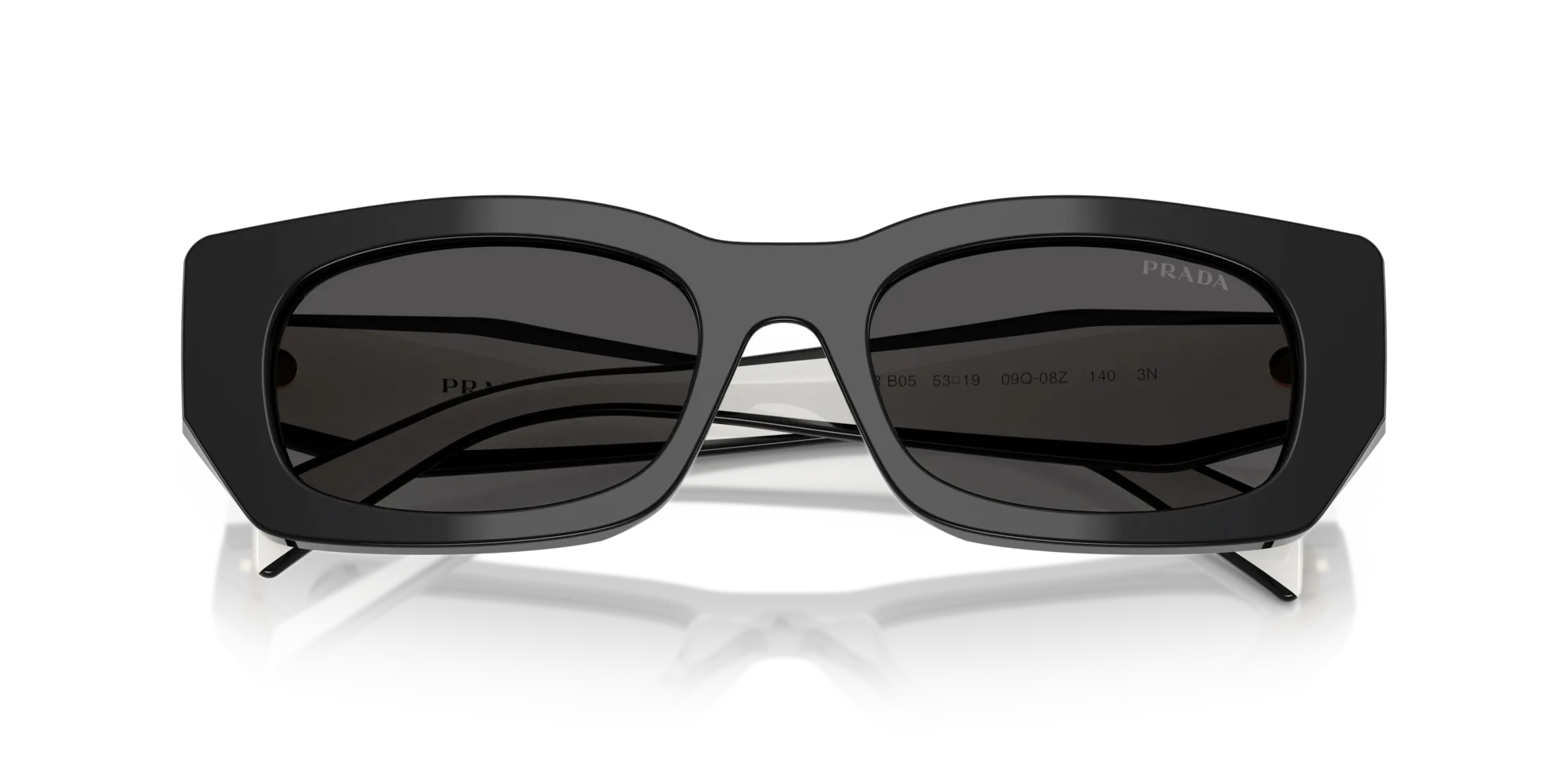 Prada PR B05S 09Q08Z Occhiali da sole Acetato Nero Grigio Pillow Normale - immagine 2