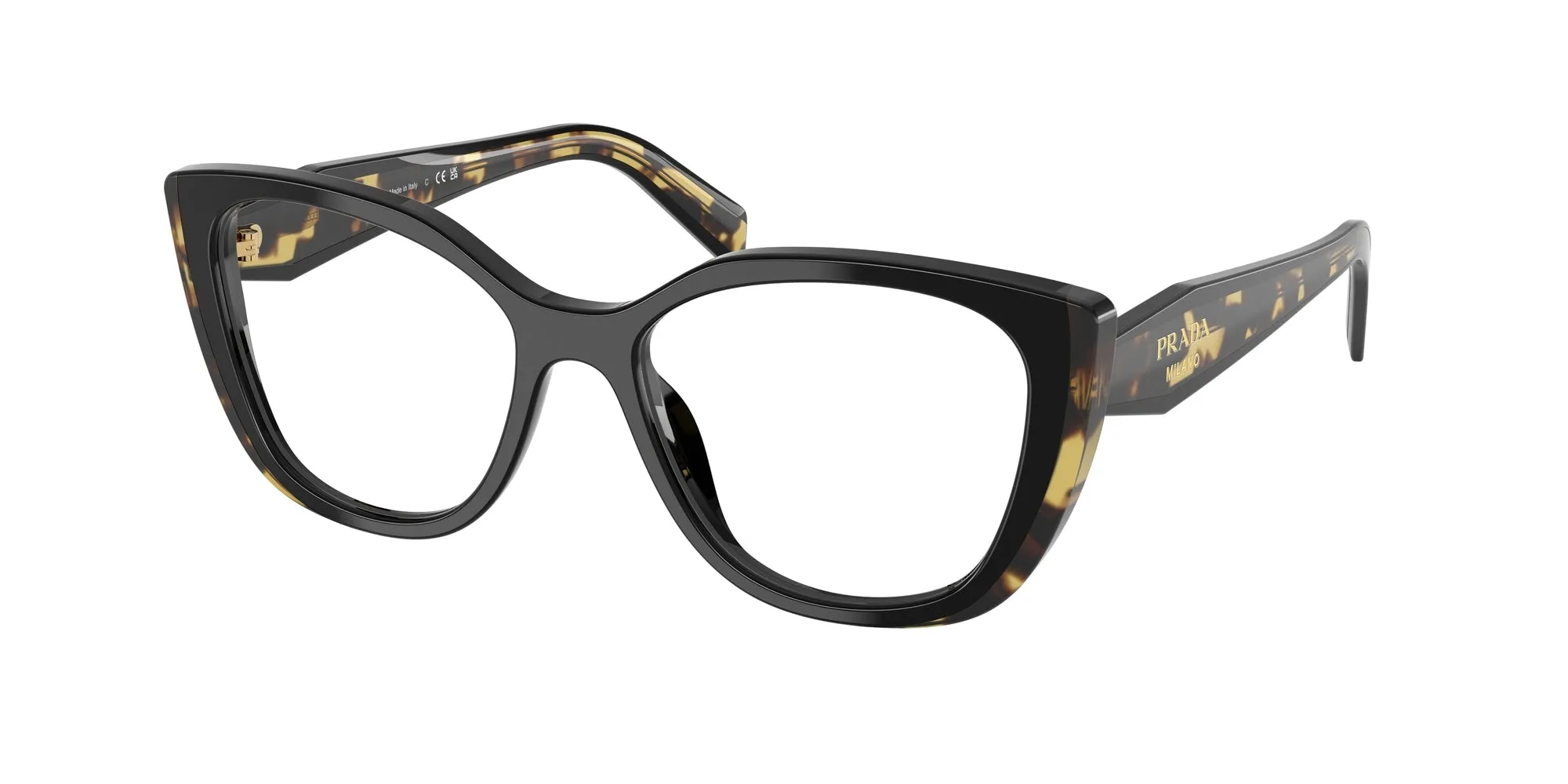 Prada PR B04V 3891O1 Montature da vista Acetato Nero Trasparente Cat Eye Normale - immagine 1