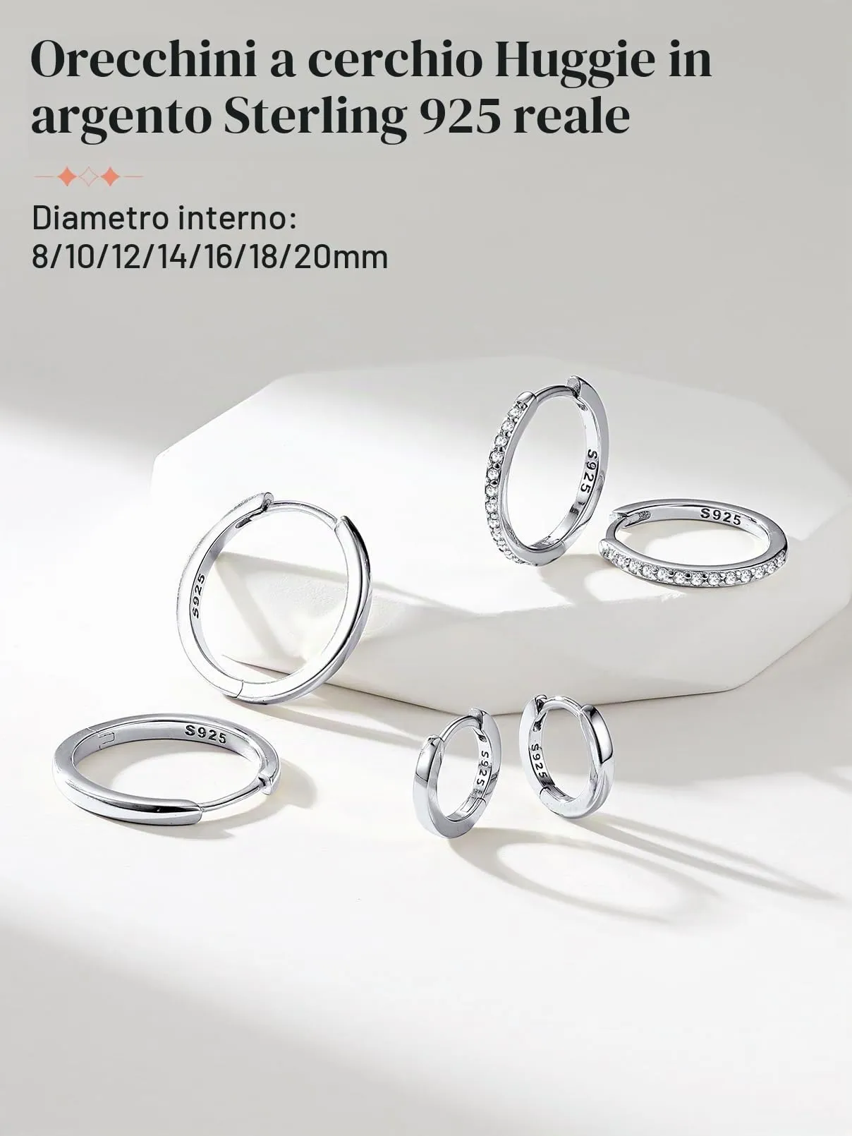 FaithHeart Strass Orecchini Argento S925 12mm Orecchini a Cerchio Oro con Strass Zirconi Orecchini Minimalisti - immagine 7