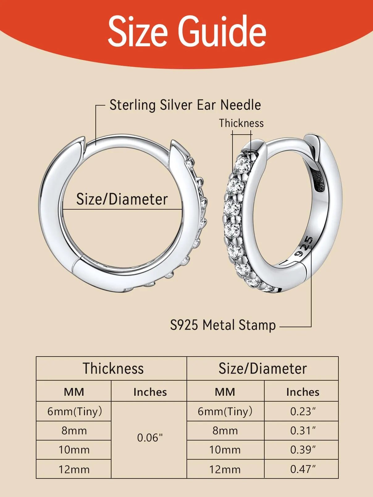 FaithHeart Strass Orecchini Argento S925 12mm Orecchini a Cerchio Oro con Strass Zirconi Orecchini Minimalisti - immagine 9