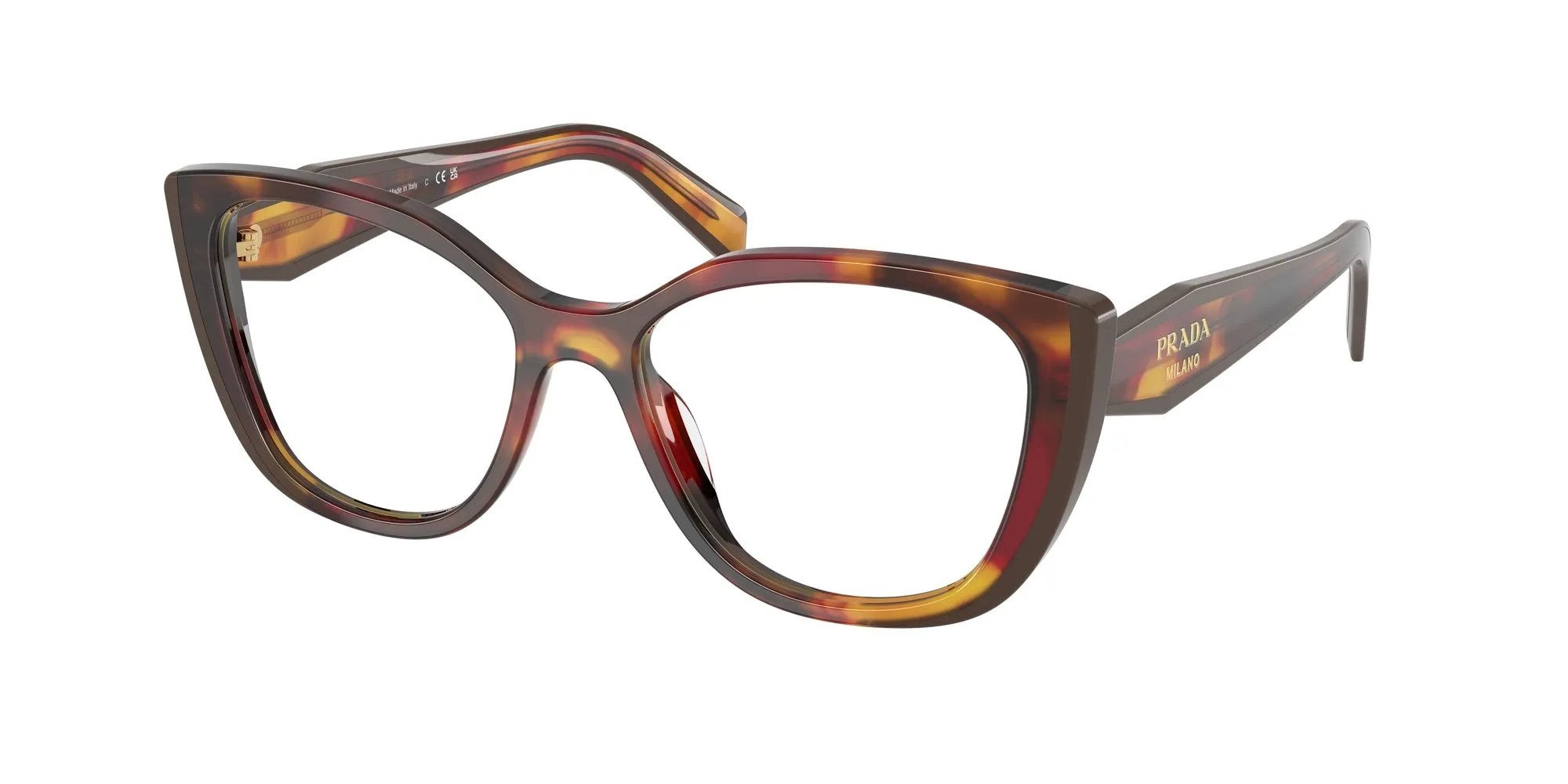 Prada PR B04V 22A1O1 Montature da vista Acetato Havana Trasparente Cat Eye Normale - immagine 1
