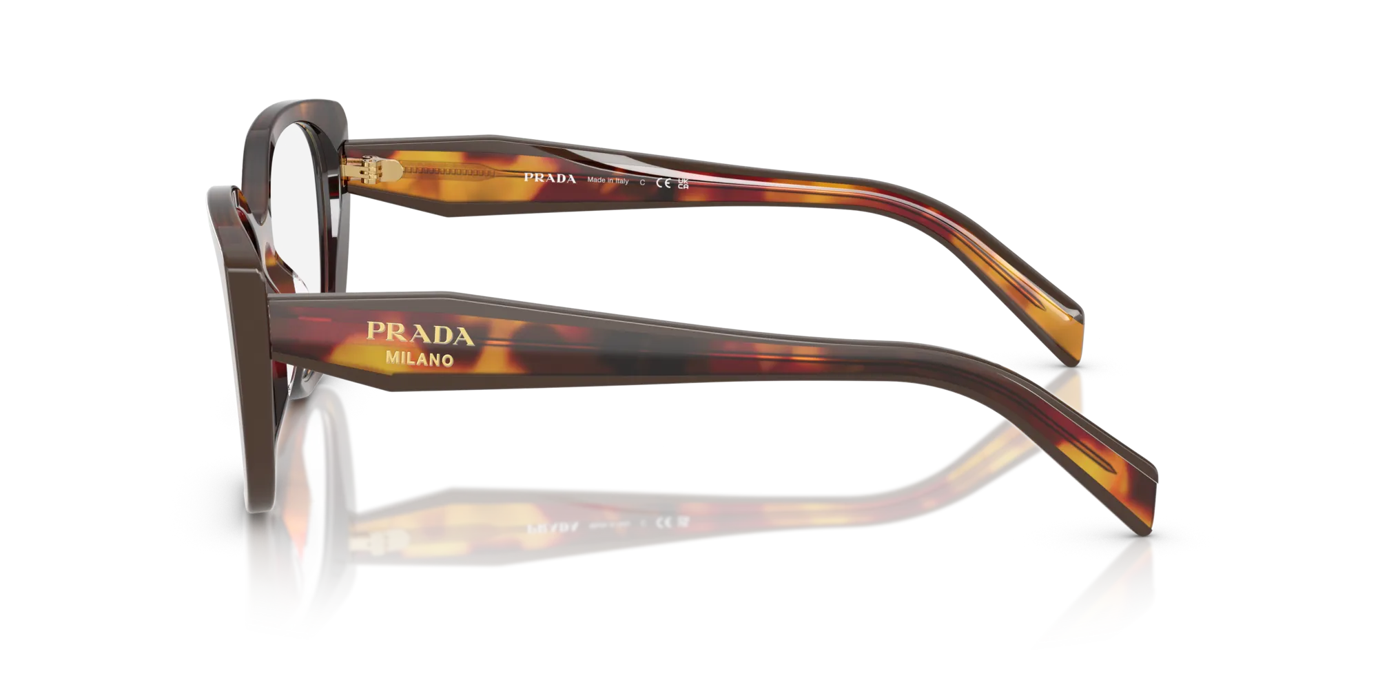 Prada PR B04V 22A1O1 Montature da vista Acetato Havana Trasparente Cat Eye Normale - immagine 4