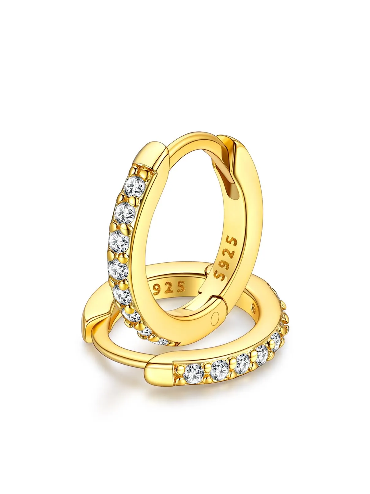 FaithHeart Strass Orecchini Argento S925 8mm Orecchini a Cerchio Oro con Strass Zirconi Orecchini Minimalisti - immagine 1