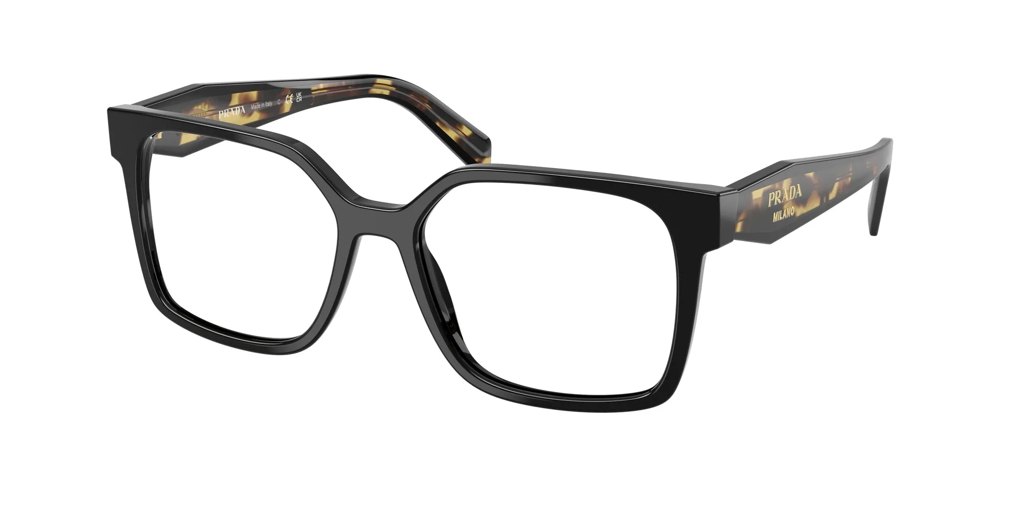 Prada PR B03V 3891O1 Montature da vista Acetato Nero Squadrata Normale - immagine 1