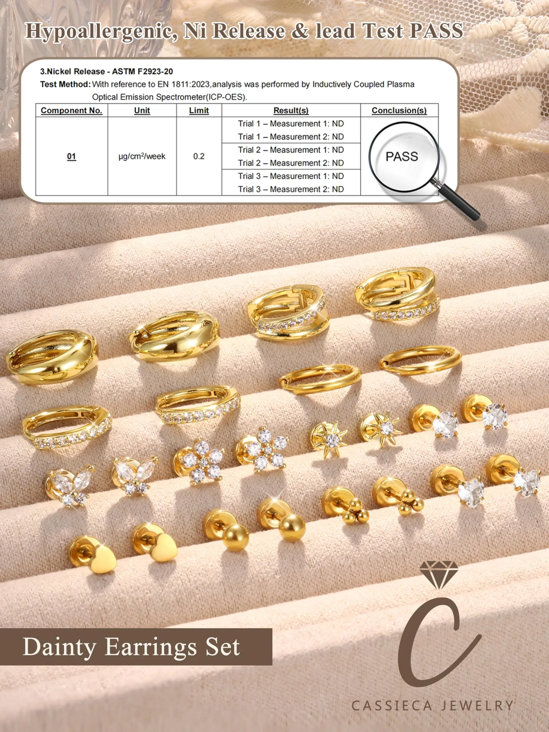 CASSIECA 12 Paia Orecchini Donna Acciaio Inossidabile Set Orecchini Donna - immagine 5