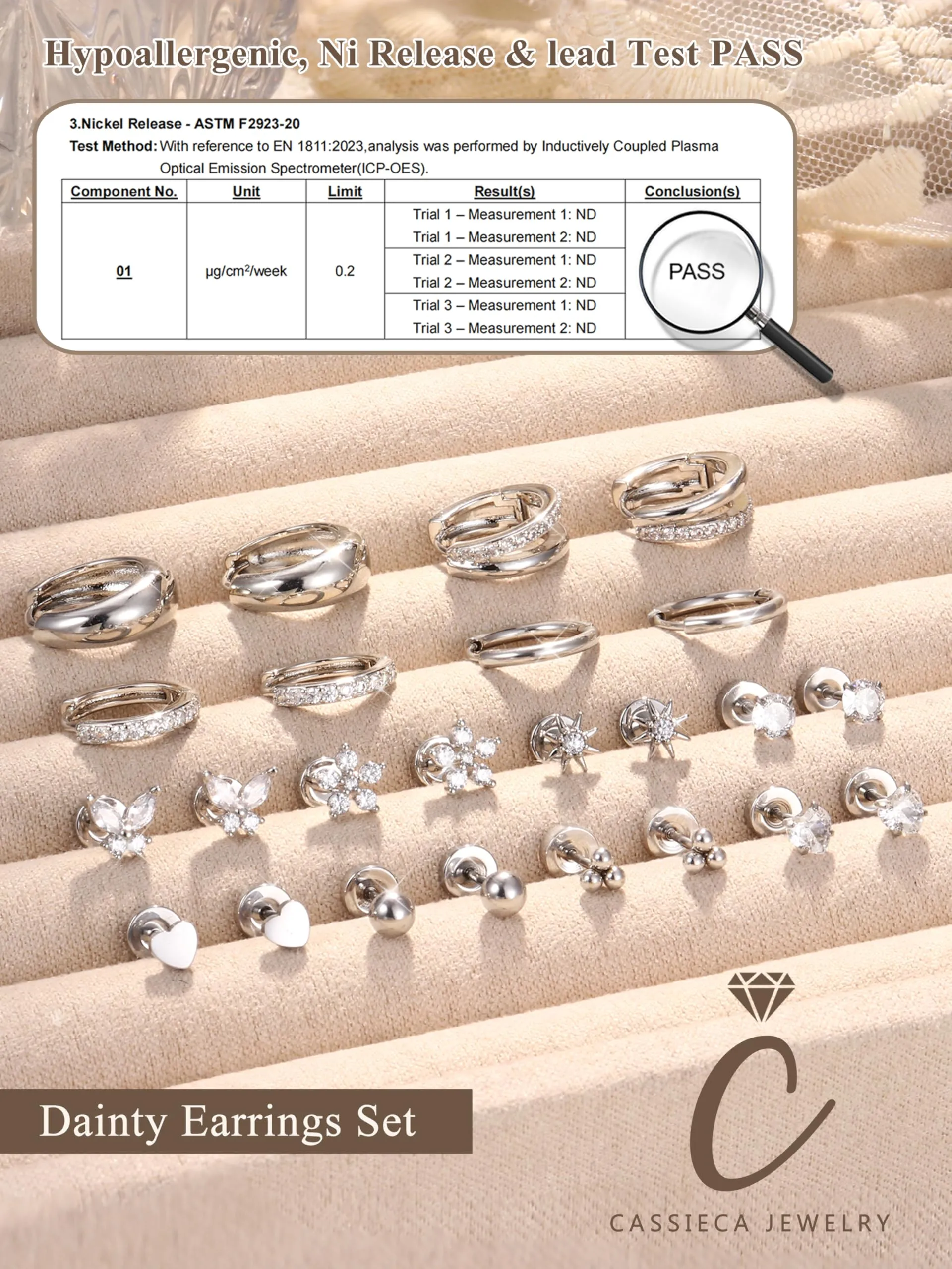 CASSIECA 12 Paia Orecchini Donna Acciaio Inossidabile Set Orecchini Donna - immagine 5