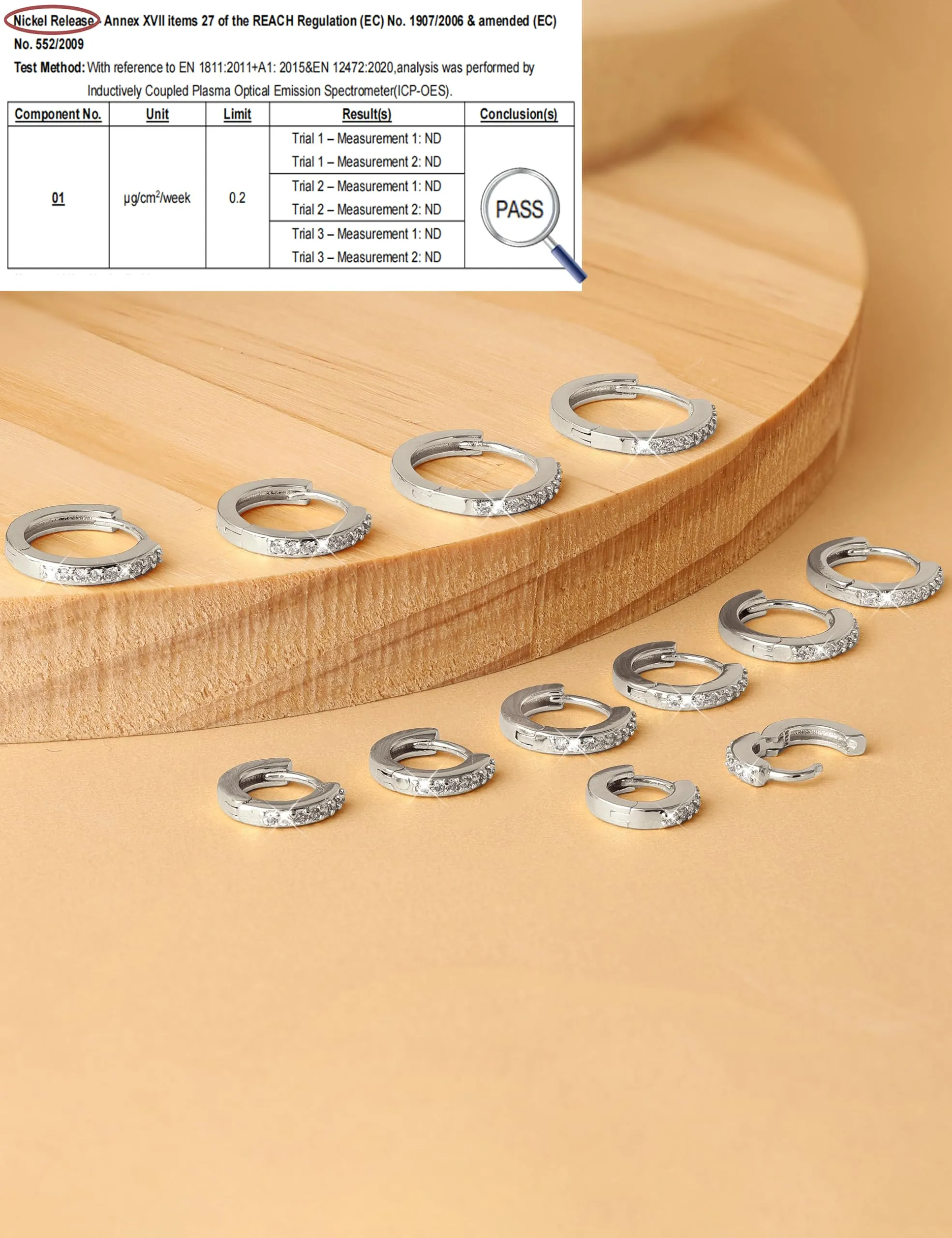 FANCH 6Paia Orecchini Cerchio Argento 925 per Donna Uomo Set Orecchini Cerchio Piccoli 14K Placcato Oro Cubic Zirconia Ipoallergenico Cartilage Daith Helix Piercing Orecchino 6/7/8/9/10/12mm Argento - immagine 6